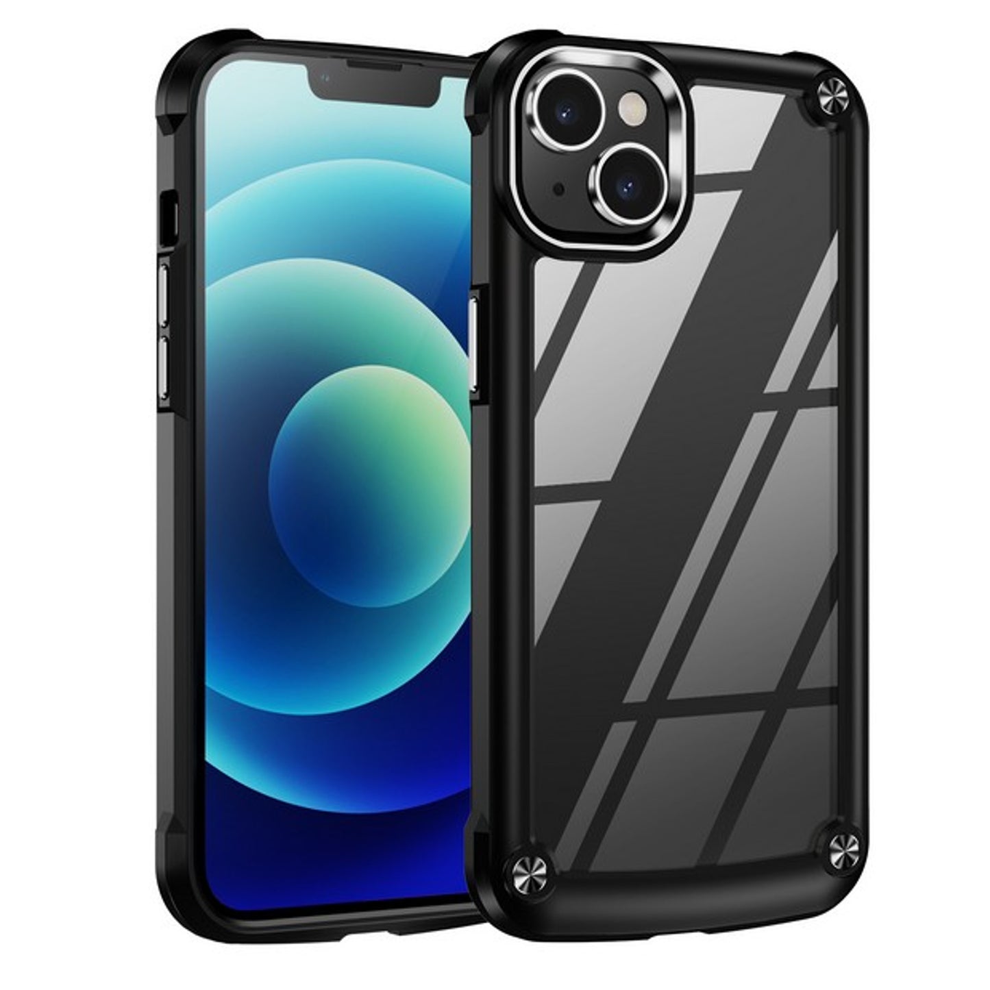 For Apple iPhone 15 Plus (6.7") Heavy Duty Hybrid Clear back Shield Hard PC + TPU Bumper Edge Frame Shockproof Phone Case Cover