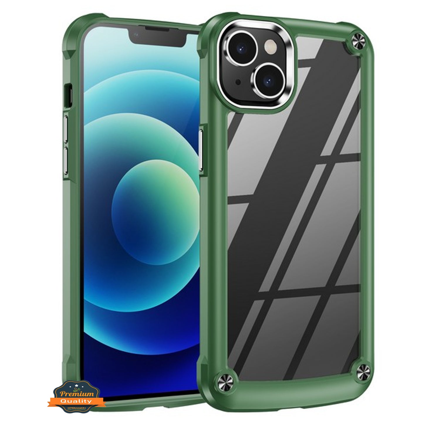 For Apple iPhone 15 Plus (6.7") Heavy Duty Hybrid Clear back Shield Hard PC + TPU Bumper Edge Frame Shockproof Phone Case Cover