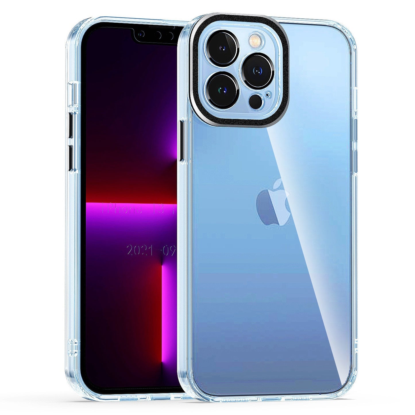For Samsung Galaxy A26 Transparent Clear Hybrid with Matching Metal Buttons and Camera Protection Hard PC + TPU Rubber Case Cover Clear / Black