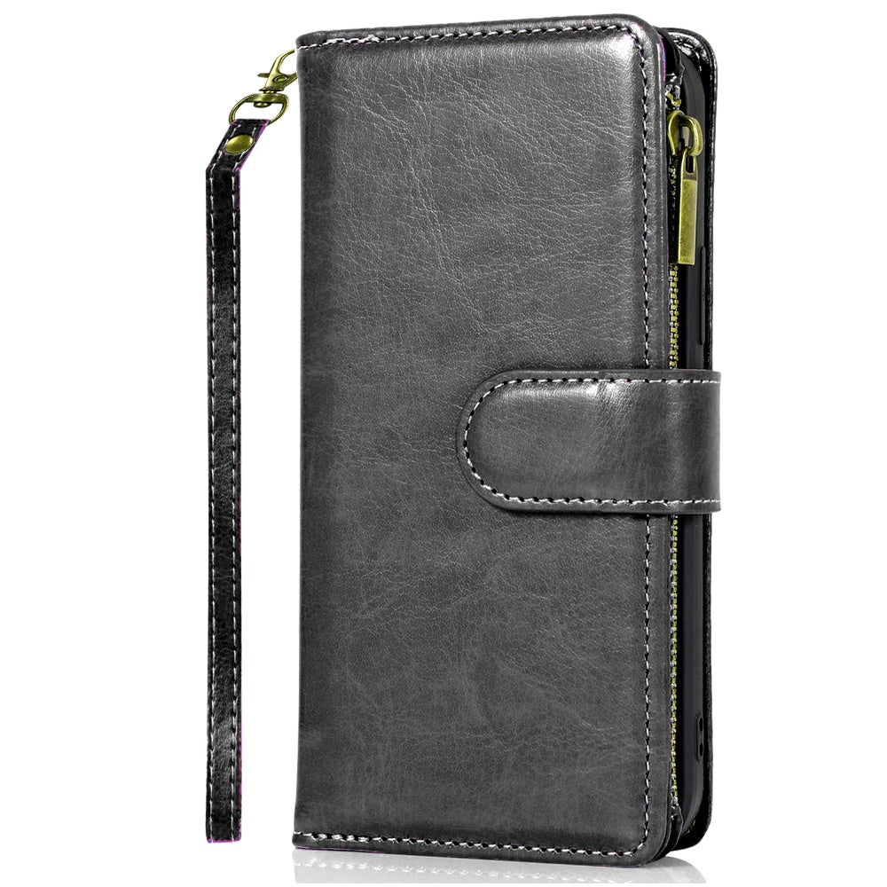 For Motorola Moto G Stylus 5G 2025 Leather Wallet Case with Zipper, 9 Card Slots, Cash Pocket, Stand & Strap, Clutch Pouch Design Case Cover Black