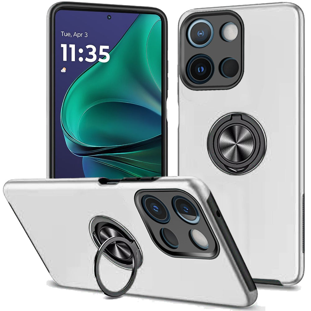 For Motorola Moto G Stylus 5G 2025 Hybrid 360 Degree Rotatable Metal Invisible Ring Stand Holder Slim Fit Magnetic Car Mount Shockproof Case Cover