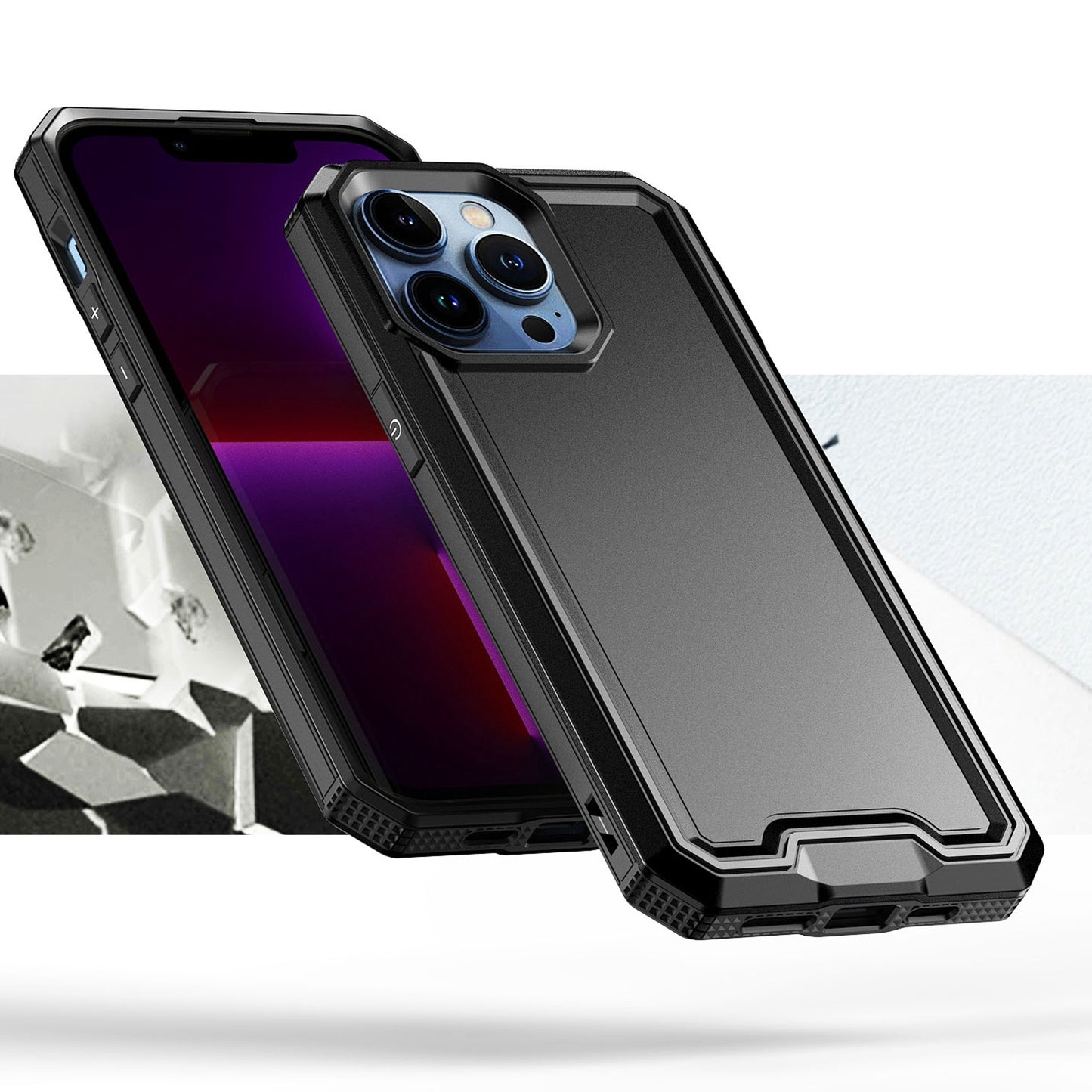 For Samsung Galaxy A32 5G Tough Modern Fused Hybrid Armor Hard PC TPU Rubber Shockproof Drop Protection Impact Case Cover Black