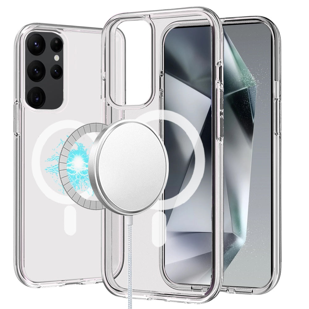 For Apple iPhone 16 Pro (6.3") MagSafe Compatible Transparent Shock Absorption TPU Rubber Hybrid Protective Case Cover