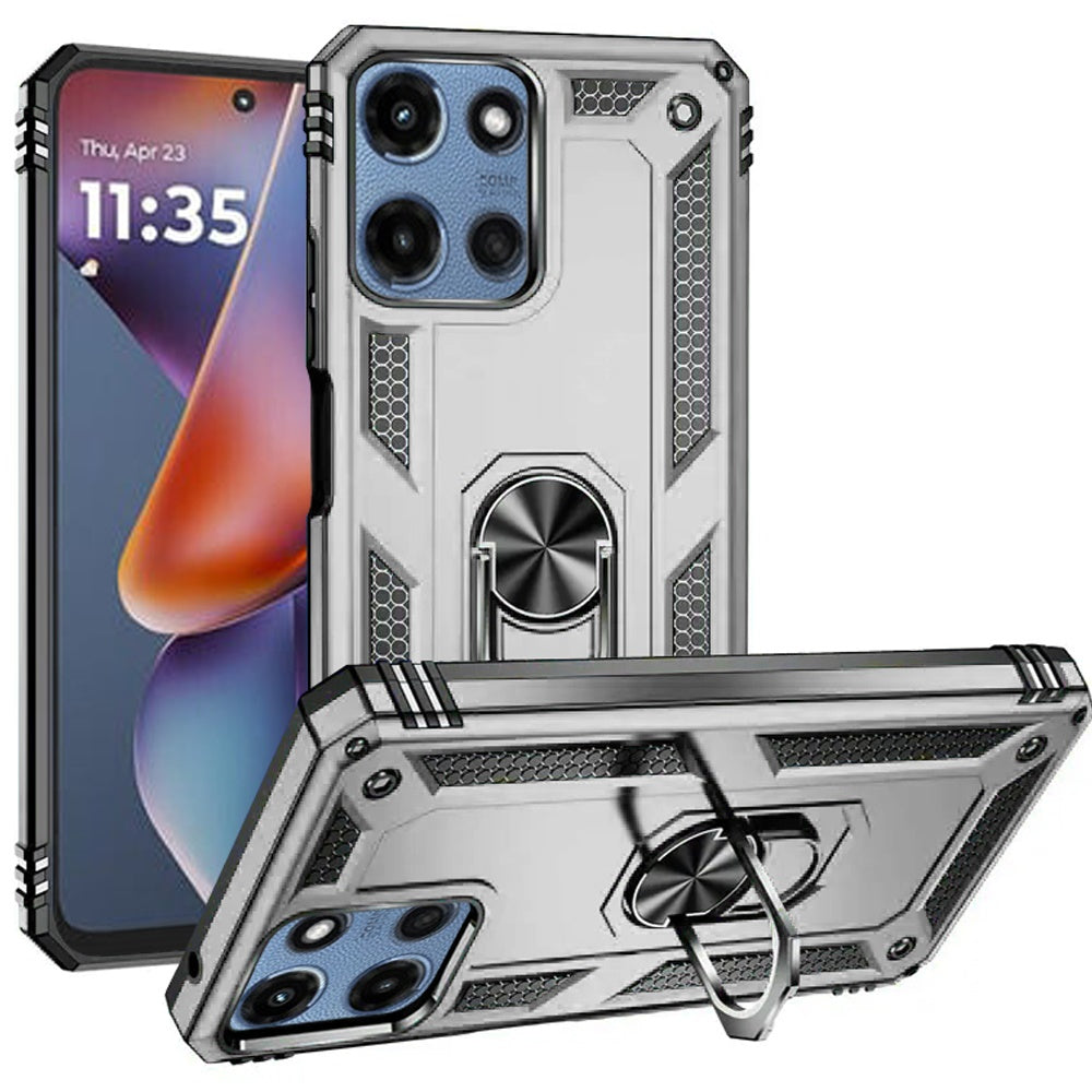 For Motorola Moto G 5G 2025 Hybrid Shockproof Durable 360 Degree Rotatable Ring Stand Holder Kickstand Fit Magnetic Car Mount Case Cover