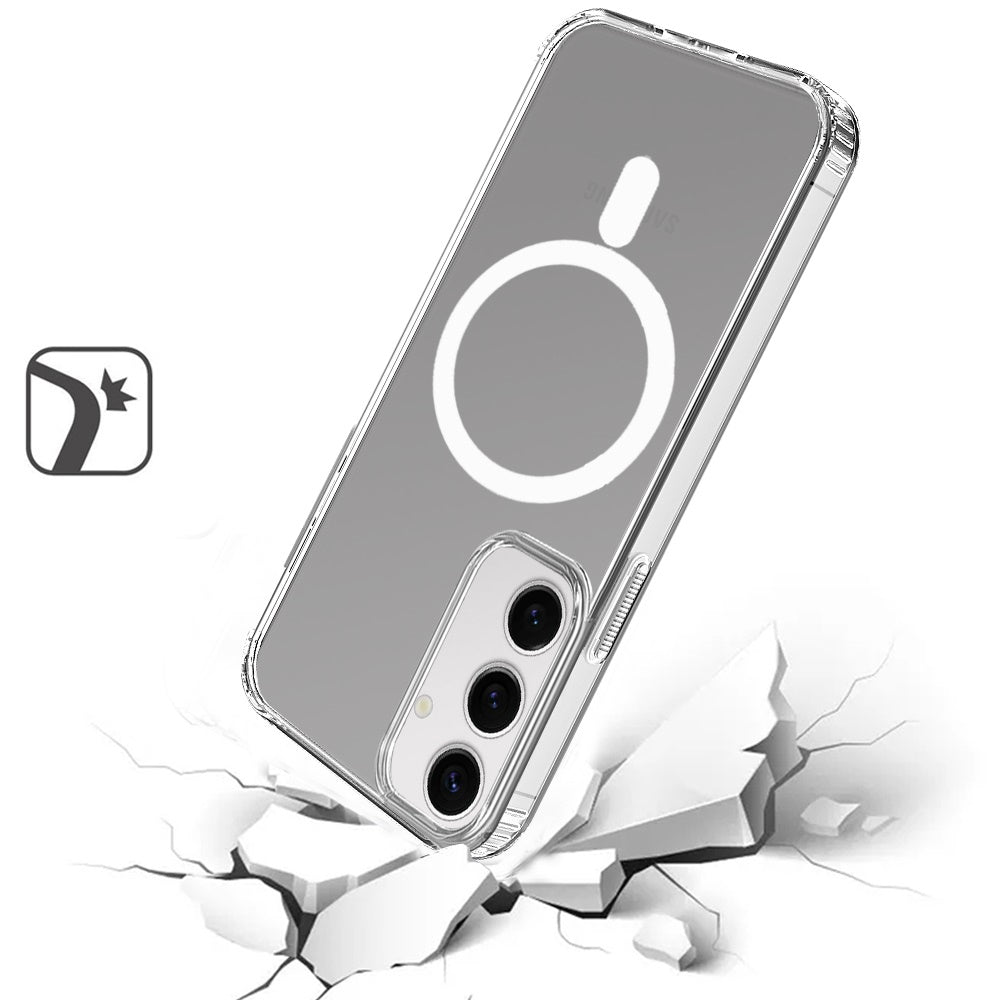 For Samsung Galaxy S25 Ultra Classic Hybrid True Transparent Magnetic Circle - Shockproof Hybrid Clear Bumper, Compatible with MagSafe Case Cover Clear