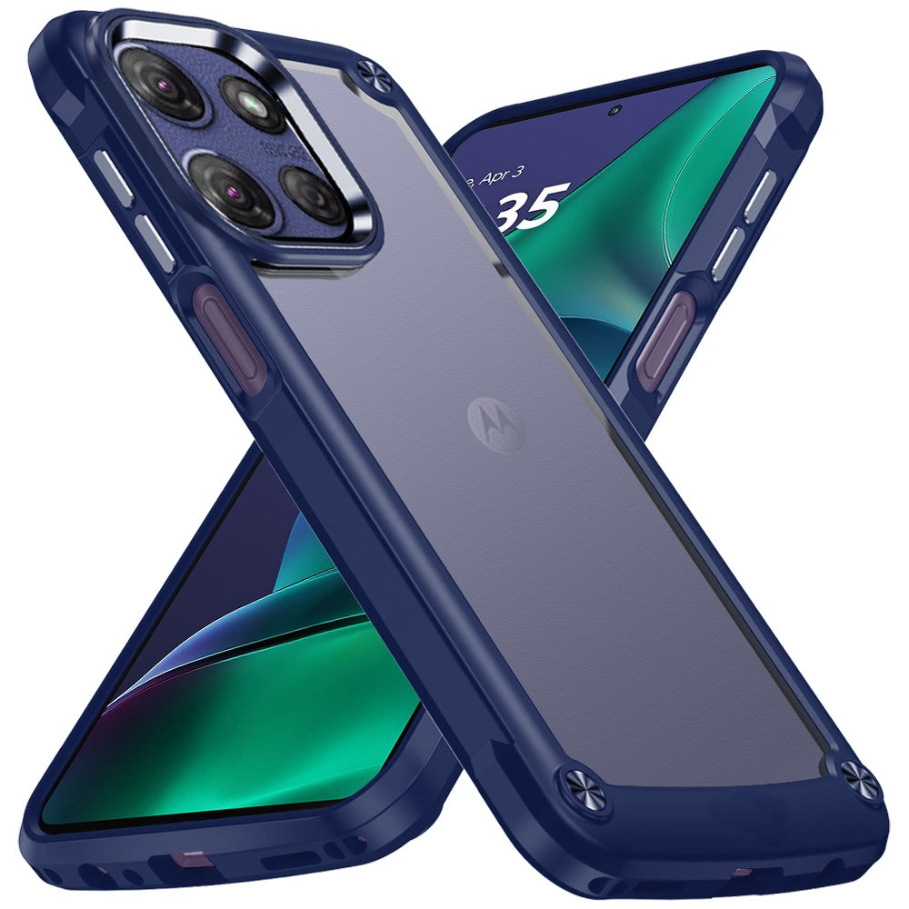 For Motorola Moto G Stylus 5G 2025 Hybrid Transparent Rubber with Metal Buttons & Camera Edges Hard TPU Corner Frame Bumper Case Cover