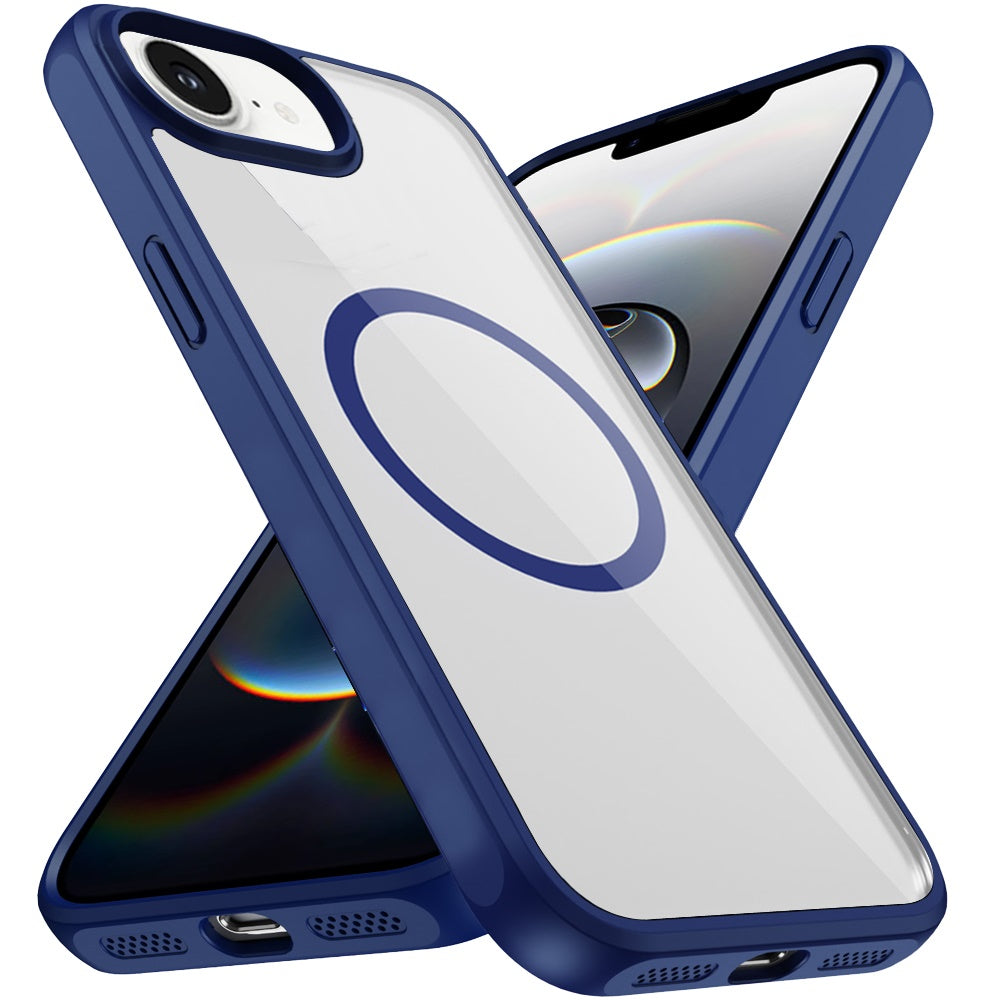 For Apple iPhone 16e Magnetic Circle HQ Transparent Clear TPU Thick 2.0mm Frame Hybrid Shockproof Protector Case Cover