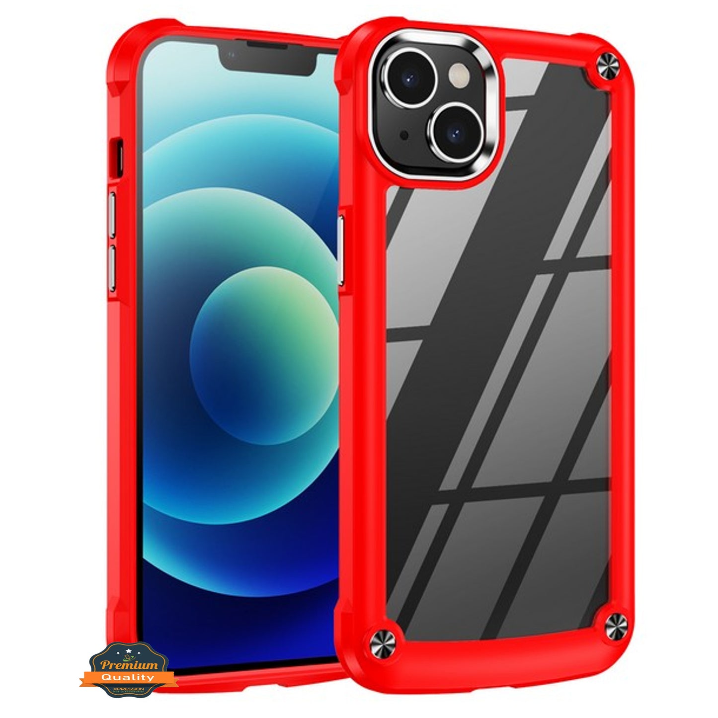 For Apple iPhone 15 Plus (6.7") Heavy Duty Hybrid Clear back Shield Hard PC + TPU Bumper Edge Frame Shockproof Phone Case Cover