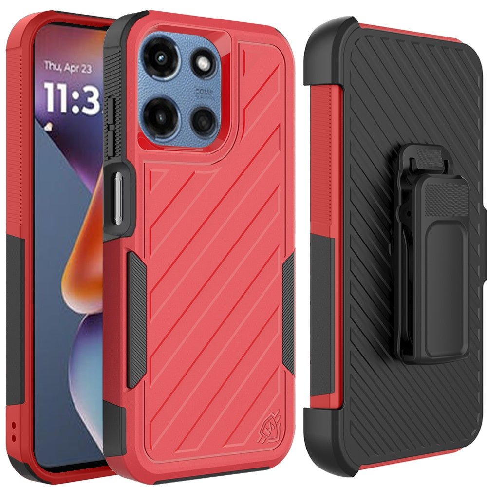 For Motorola Edge 2025 Rugged 2in1 Armor Combo Belt Clip Holster, Non-Slip Tough Hybrid lined Shockproof Case Case Cover