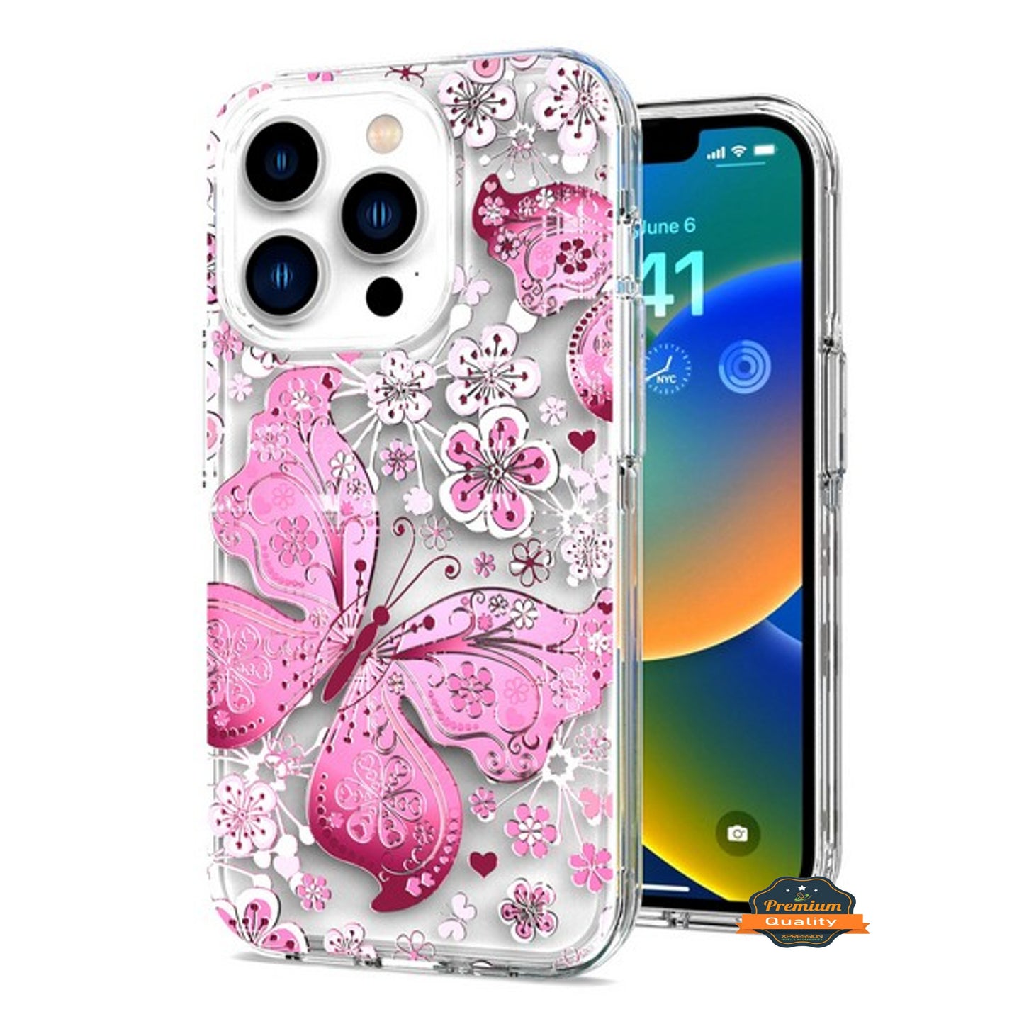 For Apple iPhone 15 Pro (6.1") Hybrid Trendy Image Patterns Design Transparent Hard Back Shockproof TPU Rubber Phone Case Cover