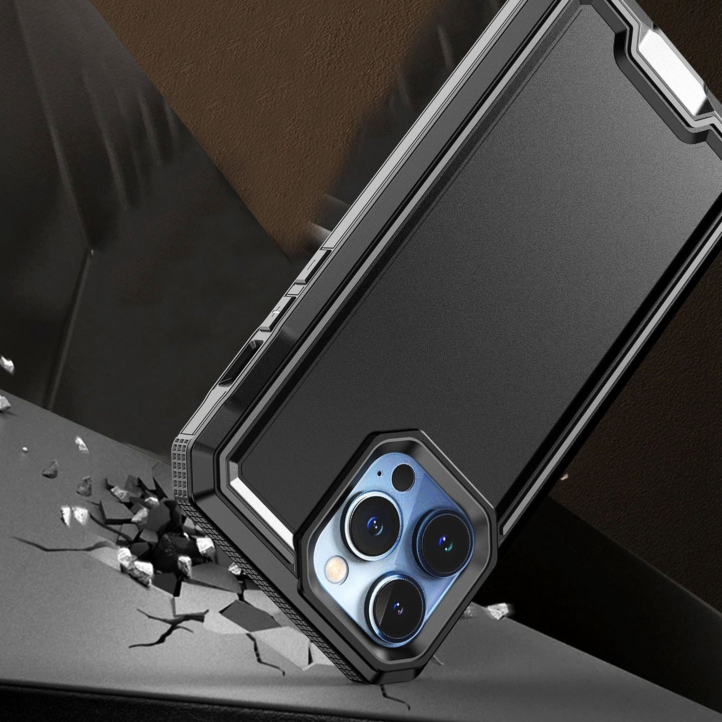 For Samsung Galaxy A16 5G Tough Modern Fused Hybrid Armor Hard PC TPU Rubber Shockproof Drop Protection Impact Case Cover Black
