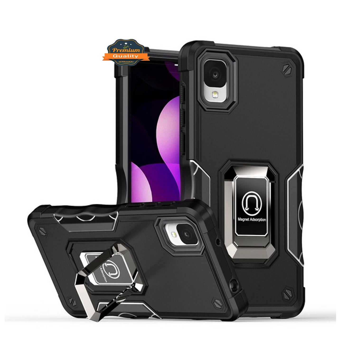 For Apple iPhone 16e /iPhone SE4 Heavy Duty Hybrid 2in1 Hard PC & TPU Rugged Bumper Shockproof with Magnetic Ring Kickstand Case Cover