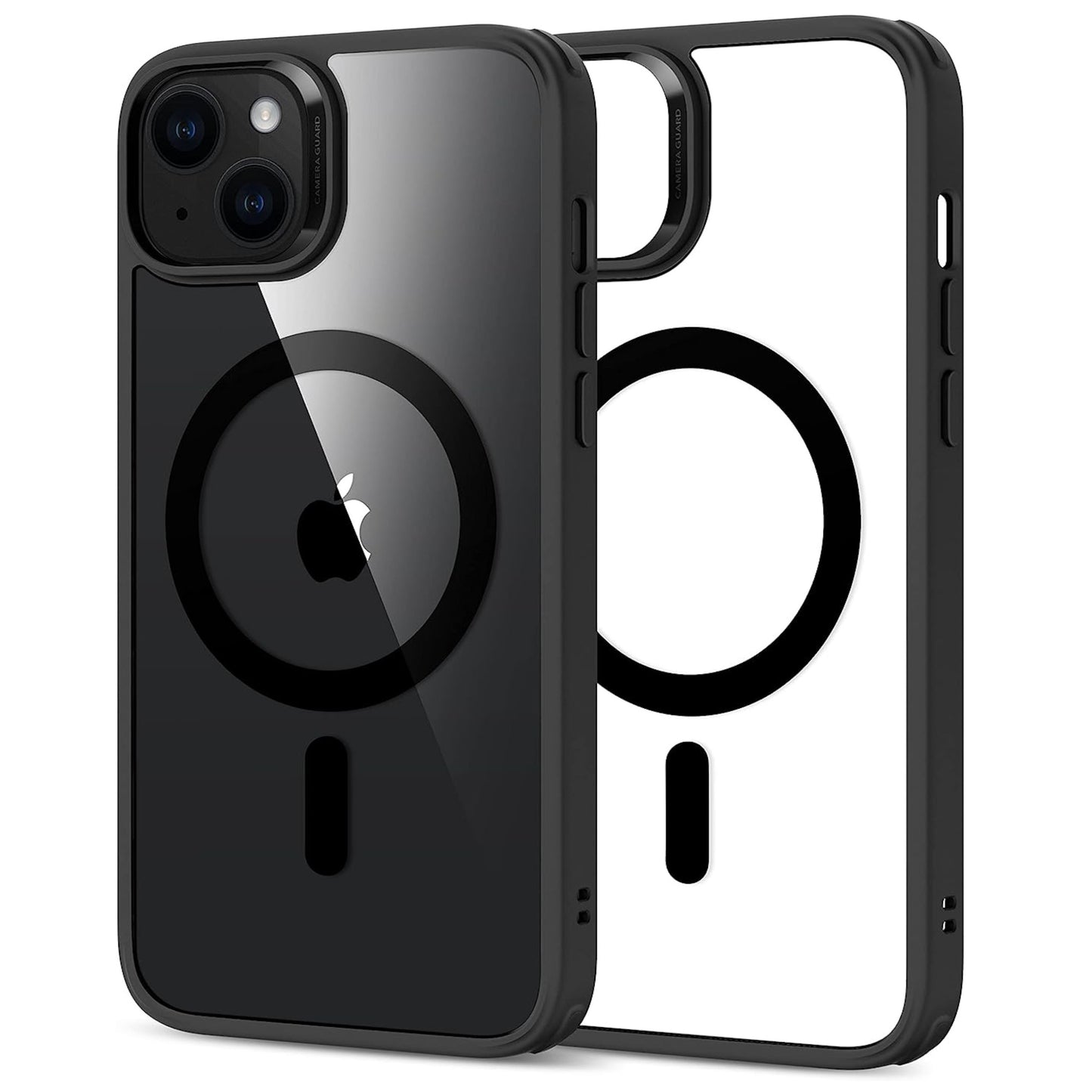 For Apple iPhone 15 Pro Max (6.7") Magnetic Compatible with Magsafe Wireless Charger TPU Hybrid Slim Transparent Purple Phone Case Cover