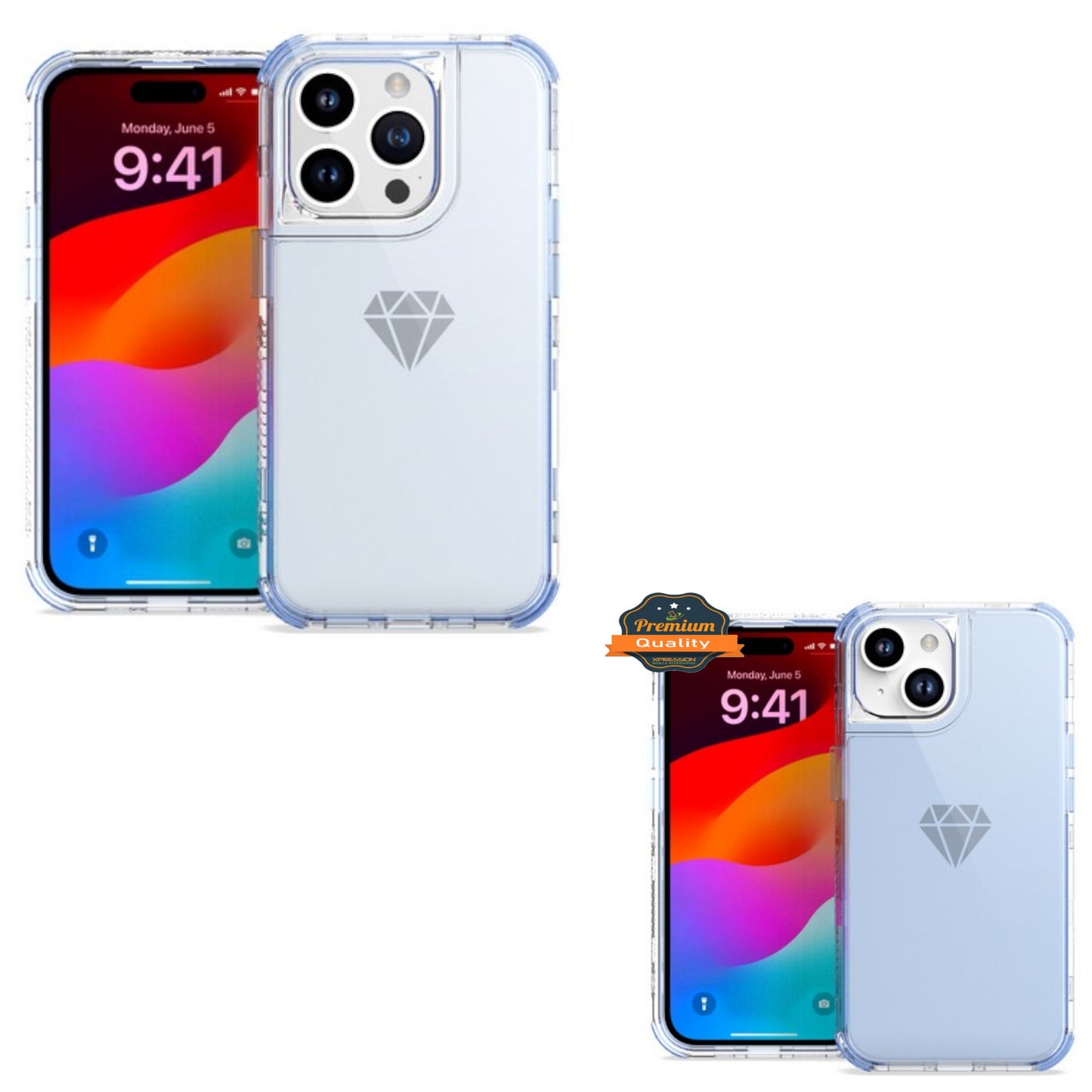 For Apple iPhone 15 (6.1") Hybrid Transparent 3in1 Corner Tough Durable Detachable Shockproof Frame Hard PC + TPU Slim Phone Case Cover