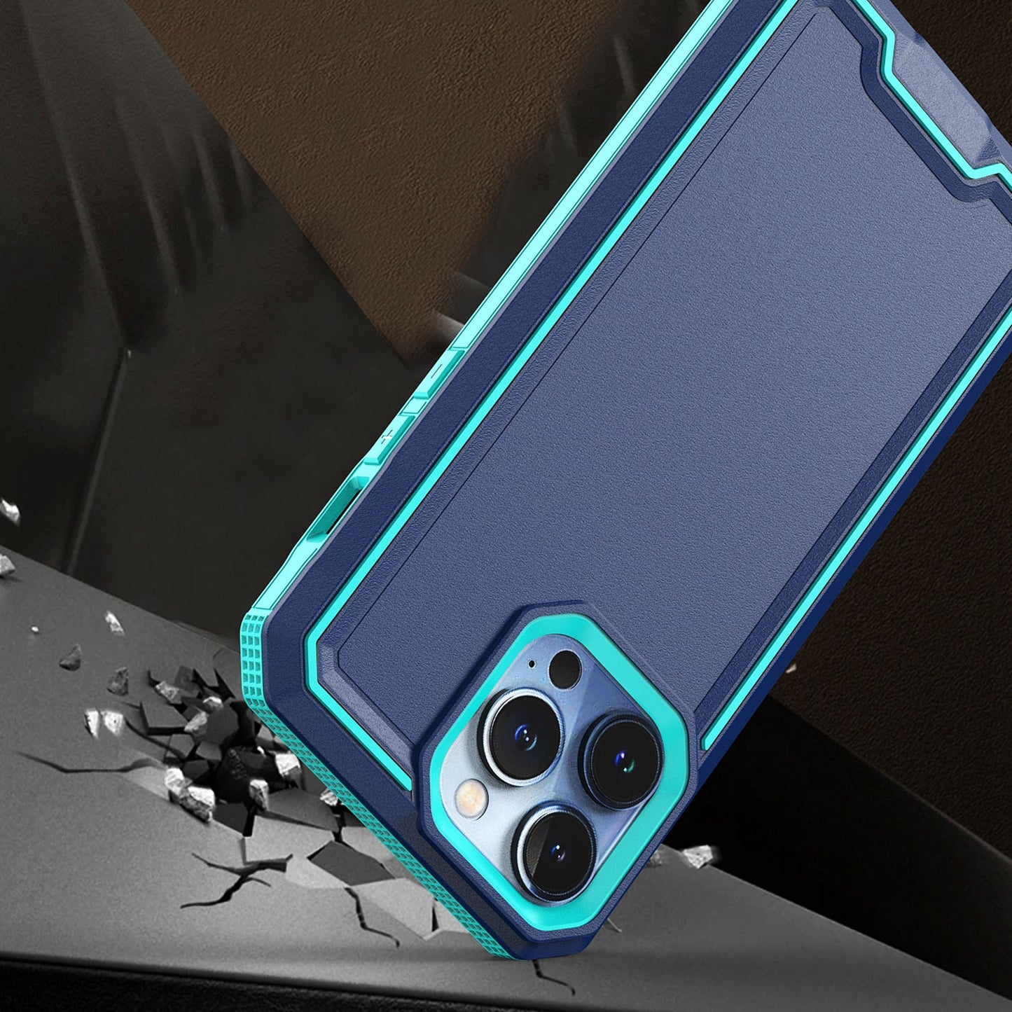 For Samsung Galaxy A16 5G Tough Modern Fused Hybrid Armor Hard PC + TPU Rubber Shockproof Drop Impact Protection Case Cover Blue