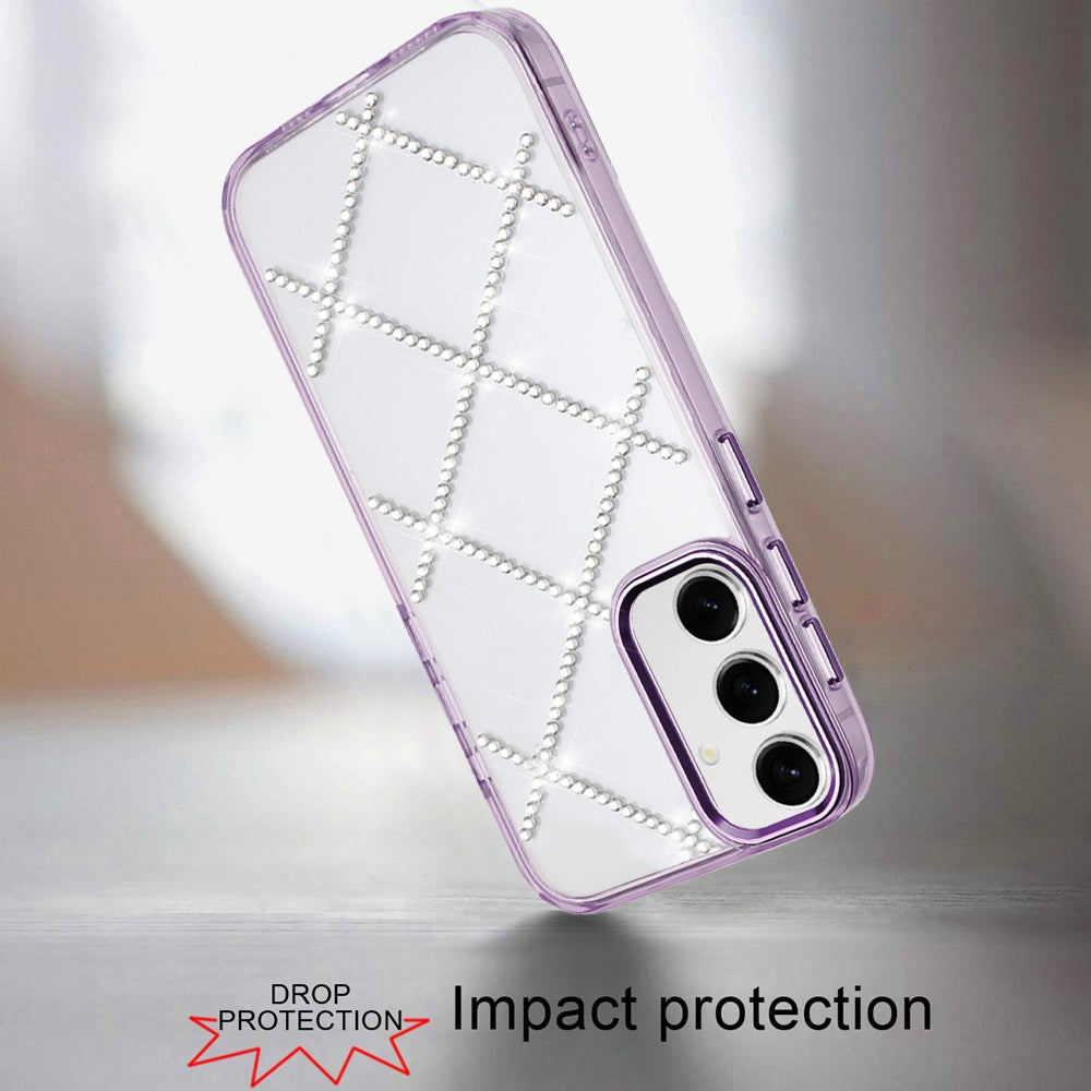 For Samsung Galaxy A16 5G Gem Glitter Diamond Bling Clear Hybrid TPU Cover, Colorful Shockproof Protective Back, Slim Fit for Women Girls Case Cover