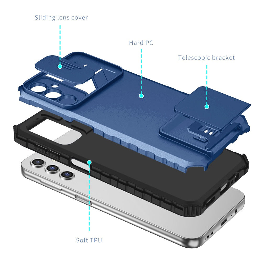 For Samsung Galaxy A16 5G Hybrid Hard PC & TPU Rubber Shockproof with Easy Viewing Kickstand & Covered Camera Protection Case Cover