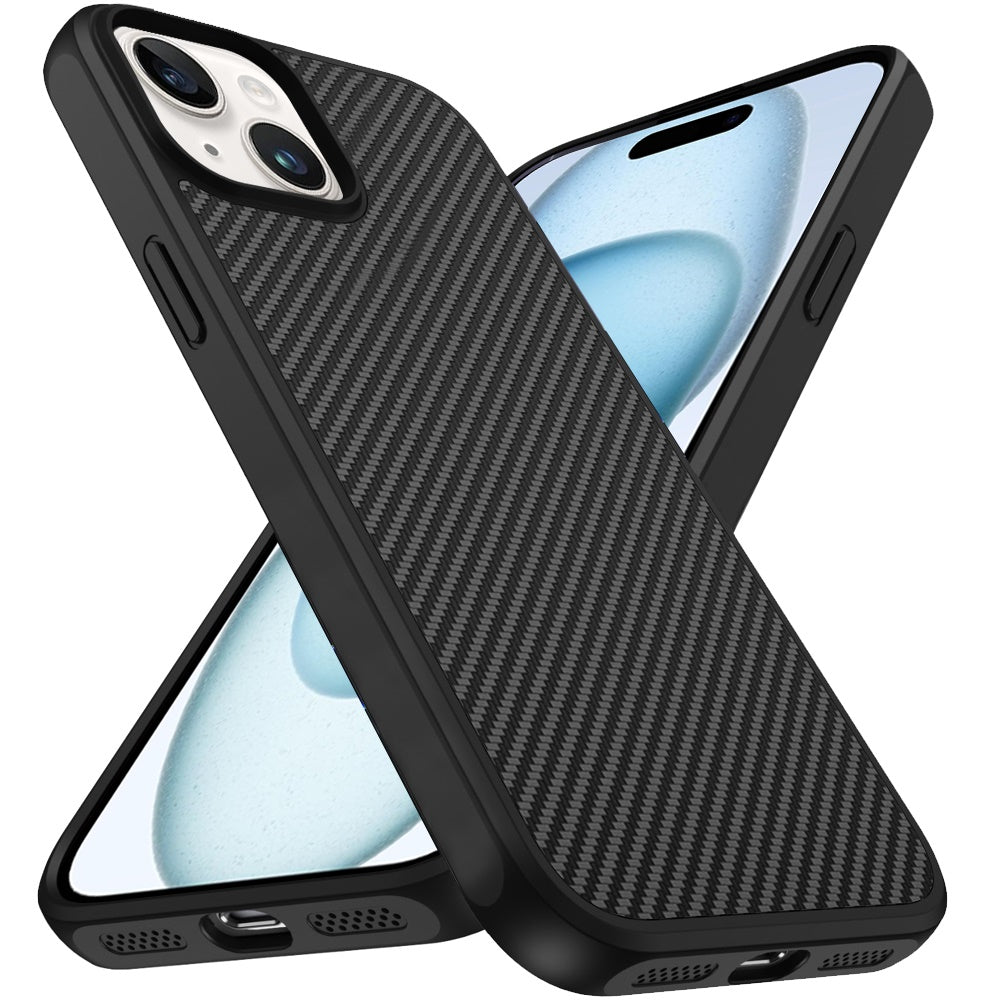 For Samsung Galaxy S24 Ultra Carbon Fiber Design with Magnetic HQ 2.0mm Thick Hybrid Shockproof Rubber Hard PC Case Cover Black