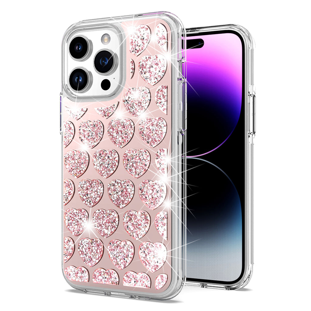 For Samsung Galaxy A16 5G Sparkly 3D Design Diamond Shockproof Protective Bling Glitter Rhinestone Hybrid Skin PC + TPU Case Cover