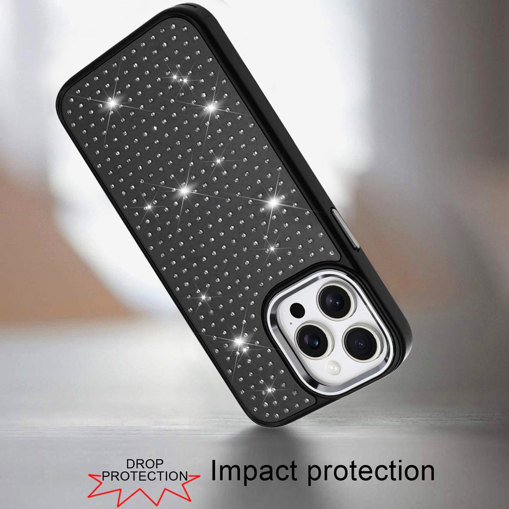 For Samsung Galaxy S25 Ultra Bling Diamond Metallic, Full Sparkle Chrome Edged Hybrid Protective Shockproof Case Cover