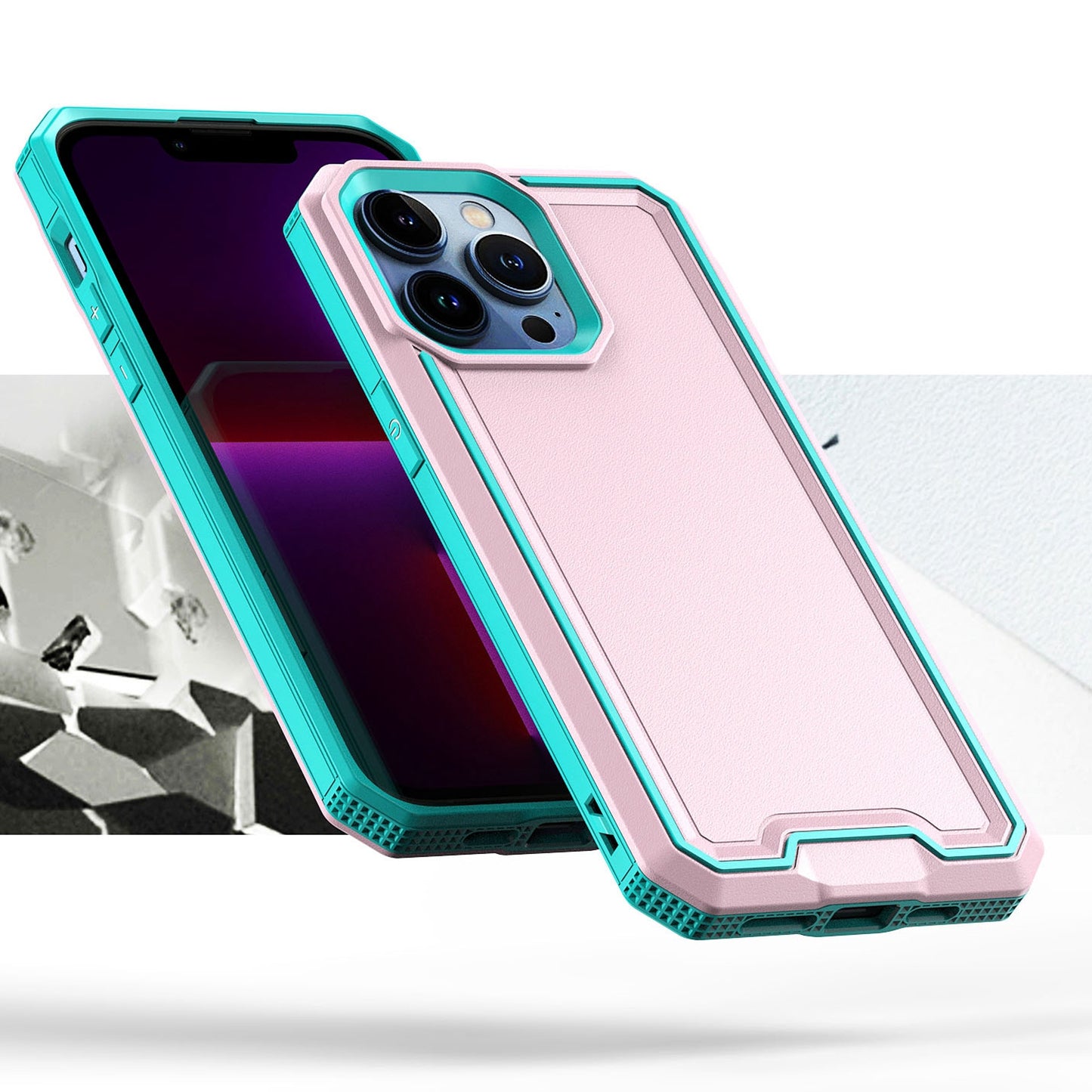 For Samsung Galaxy A16 5G Tough Modern Fused Hybrid Armor Hard PC + TPU Rubber Shockproof Drop Impact Protection Case Cover Pink