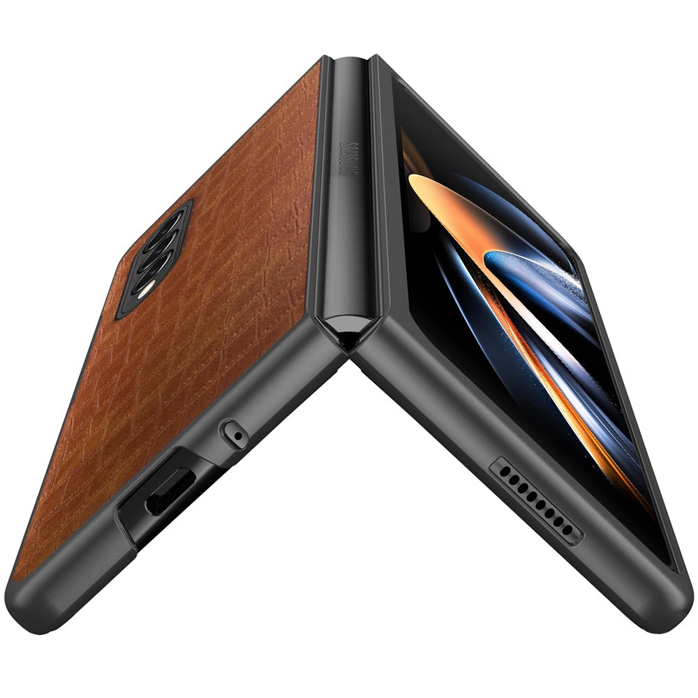 For Motorola Razr 2024 Premium PU Vegan Leather Hard Snap-On Slim Protective Shell Cover, Elegant Finish Case Cover Brwn