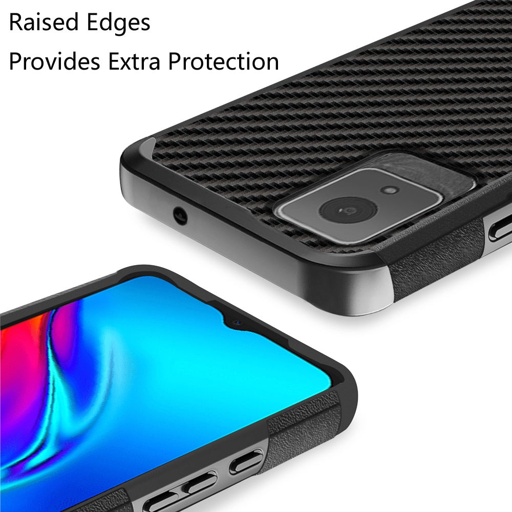 For Samsung Galaxy A36 Fashion Graphic Design Hybrid 2in1 Tough Strong Hard PC TPU Frame, Magnet Mount Friendly, Shockproof Protection Case Cover Carbon Fiber Black