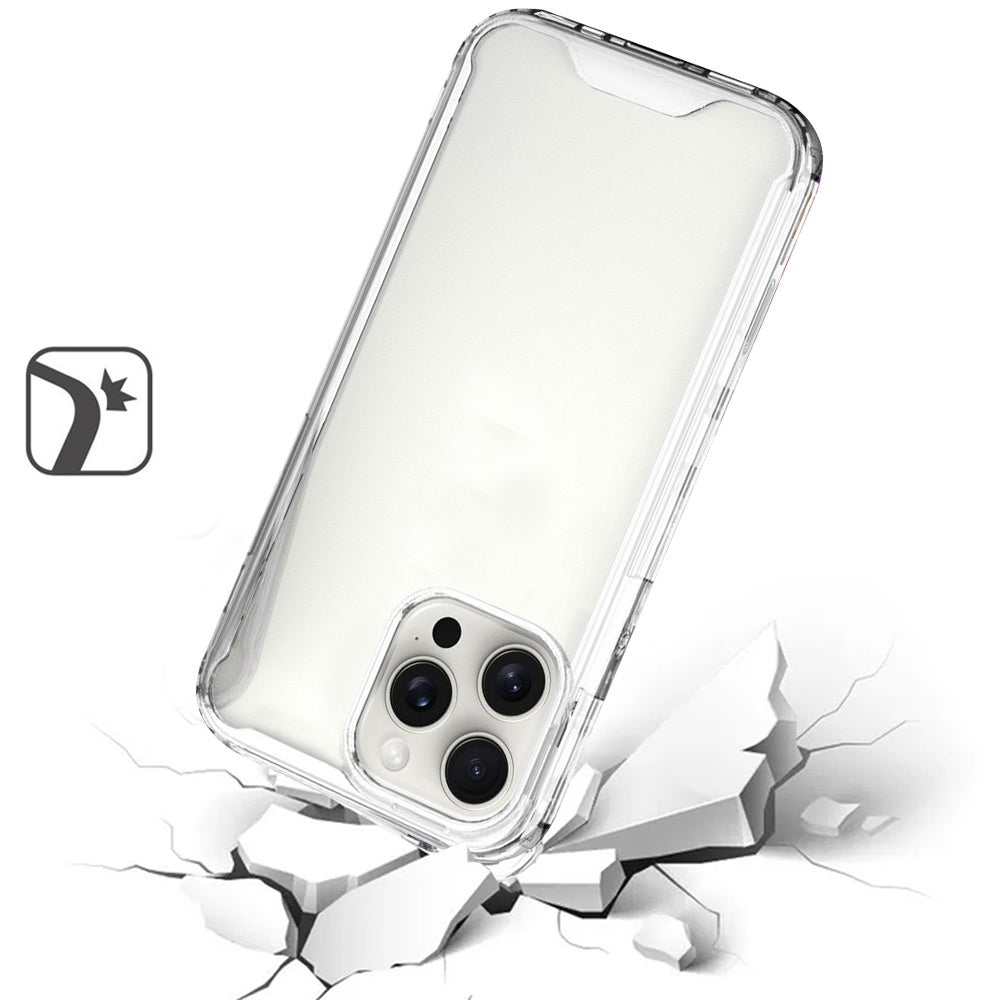 For Apple iPhone 16 Pro (6.3") Clear Colored Shockproof Transparent Hard PC + Rubber TPU Hybrid Bumper Shell Slim Case Cover Clear