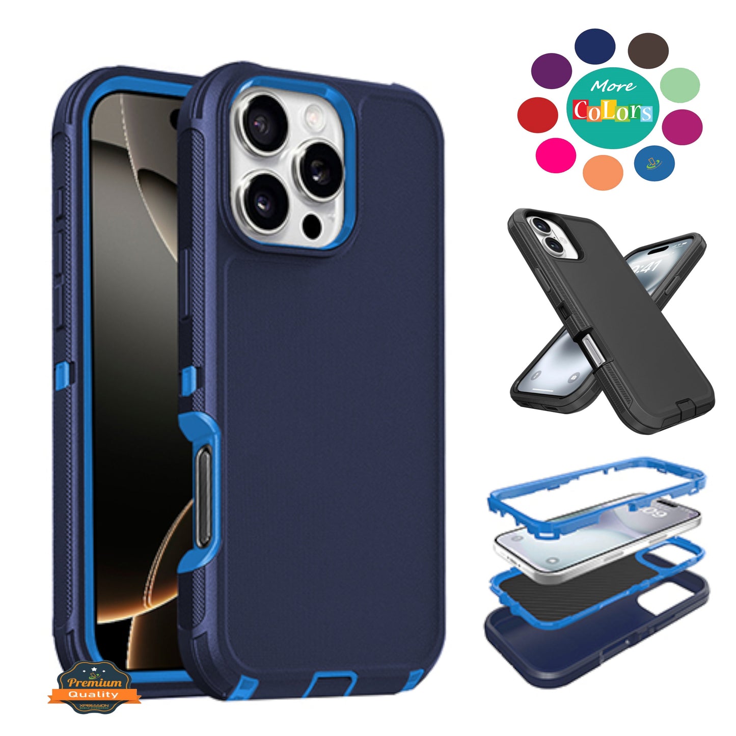 For Samsung Galaxy A16 5G Delux Armor Case Shockproof Rugged 3-Layer Protection Hybrid Heavy Duty with Enhanced Durability Case Cover
