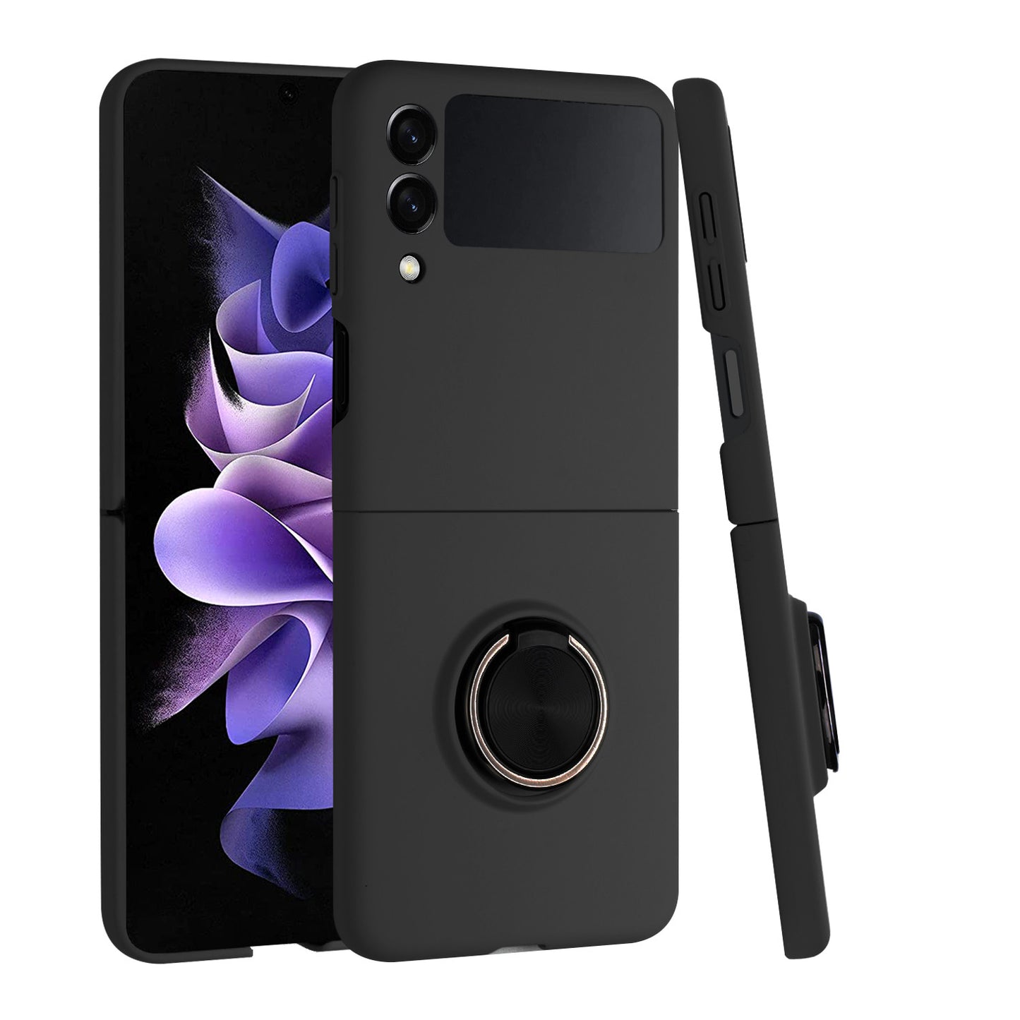 For Samsung Galaxy Z Fold 7 Matte Magnetic Ring Stand Hybrid, Shockproof Protective Silicone Fit Magnetic Car Mount Case Cover