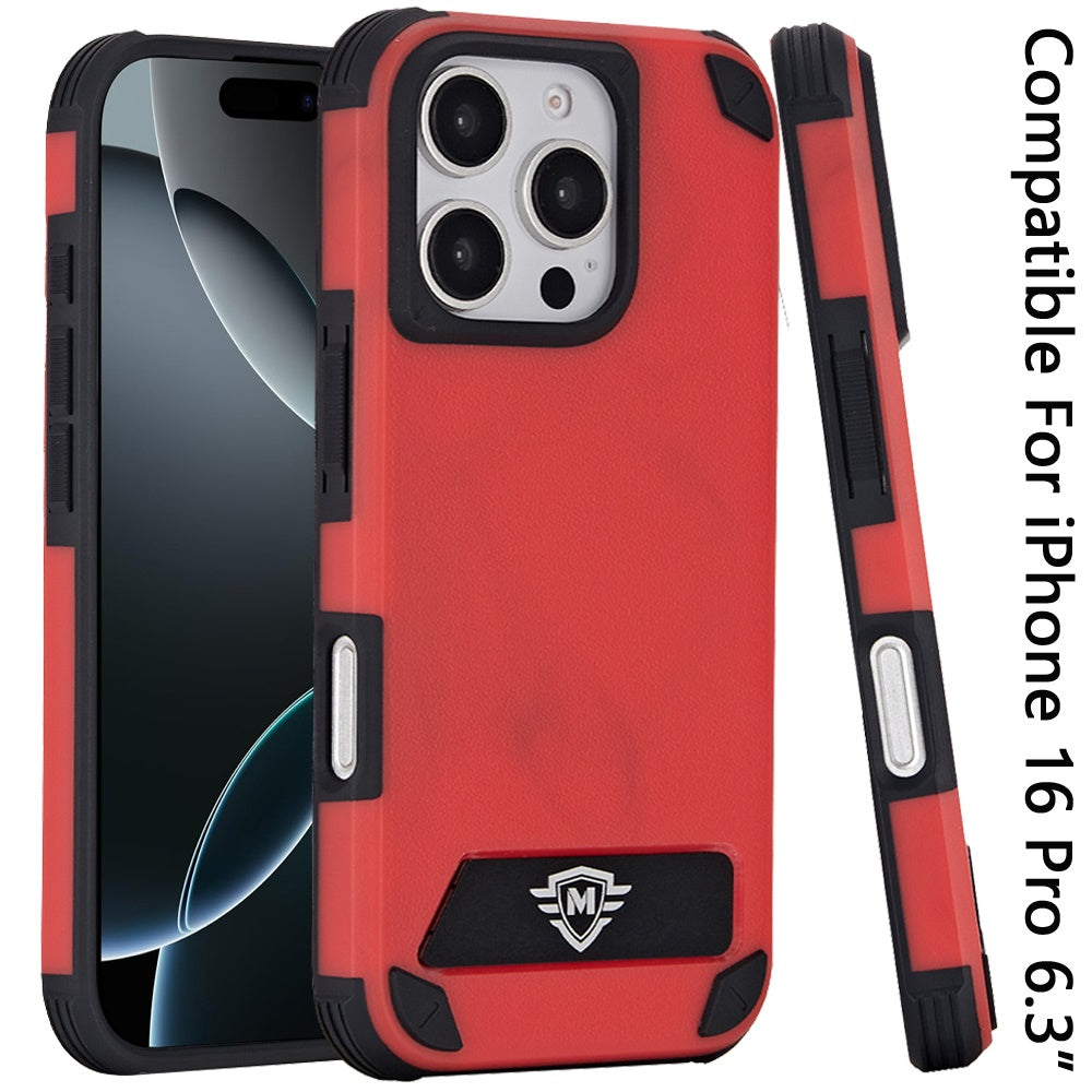 For Apple iPhone 16 Pro (6.3") Heavy Duty Dual-Layer Rugged Protection, Shockproof Kickstand Tough Magnetic Compatible with MagSafe Case Cover