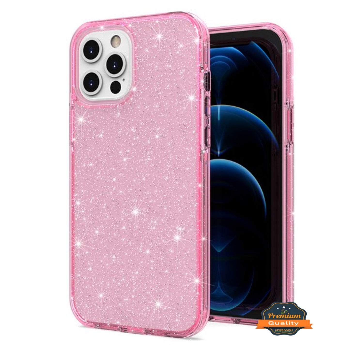 For Apple iPhone 15 Pro Max (6.7") Glitter Sparkle Bling Shiny Slim Hybrid Shockproof Rubber Silicone Soft TPU Protective Phone Case Cover