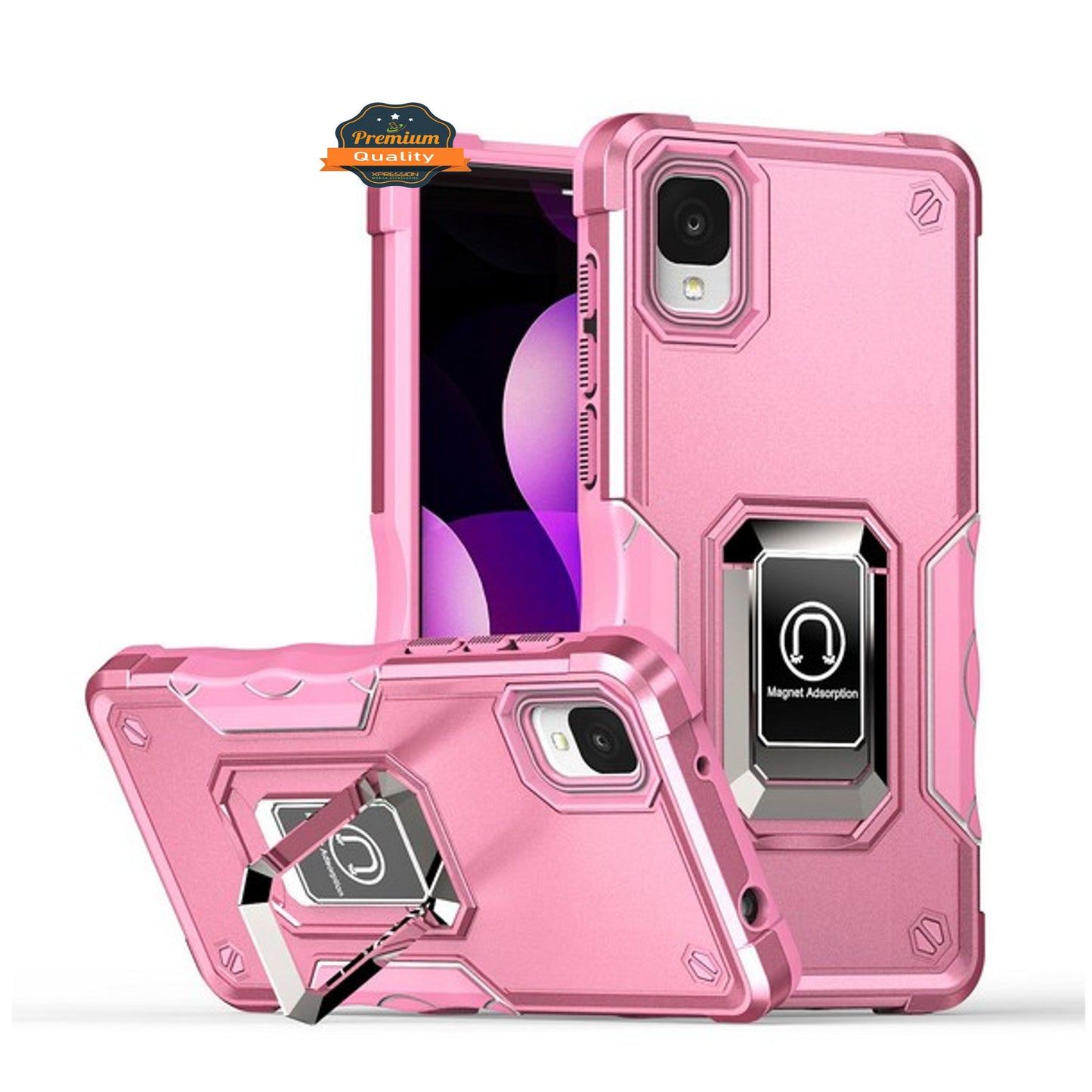 For Apple iPhone 16e /iPhone SE4 Heavy Duty Hybrid 2in1 Hard PC & TPU Rugged Bumper Shockproof with Magnetic Ring Kickstand Case Cover