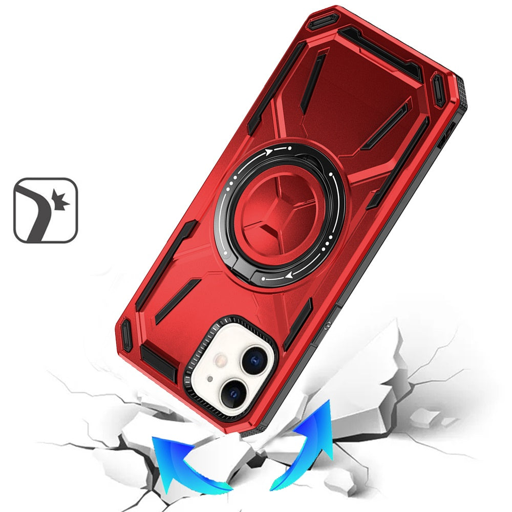 For Samsung Galaxy A15 5G Hybrid Magnetic Ring and 360° Rotational Kickstand with MagSafe Compatible, Military Grade Drop Protection Case Cover Red