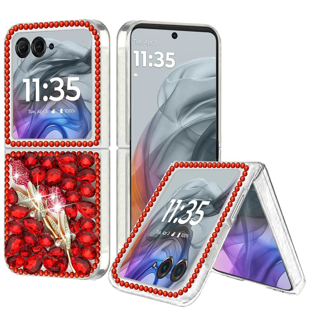 For Motorola Razr 2024 Bling Crystal 3D Full Diamonds Luxury Sparkle Glitter Rhinestone Hybrid Protective Case Cover