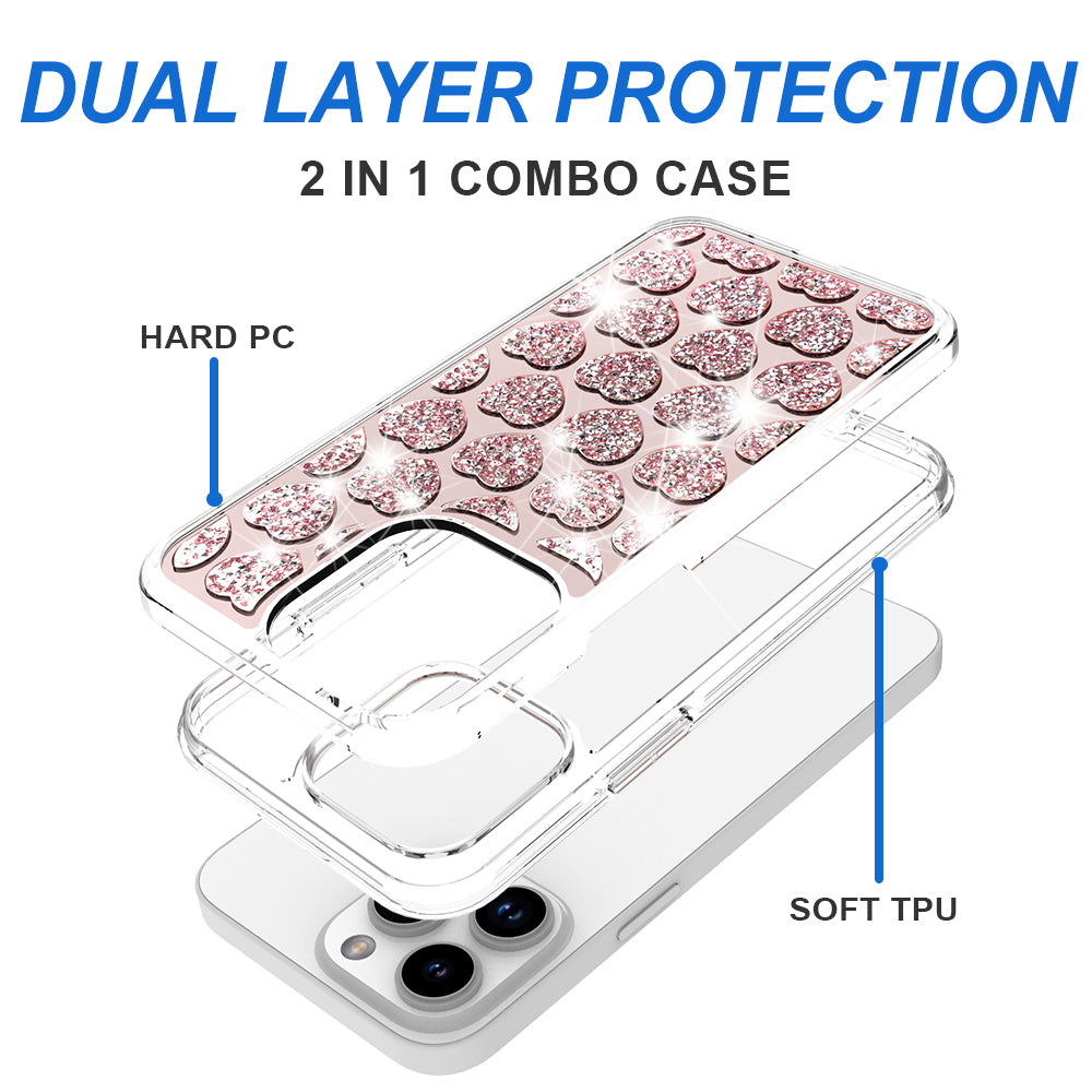For Samsung Galaxy A16 5G Sparkly 3D Design Diamond Shockproof Protective Bling Glitter Rhinestone Hybrid Skin PC + TPU Case Cover