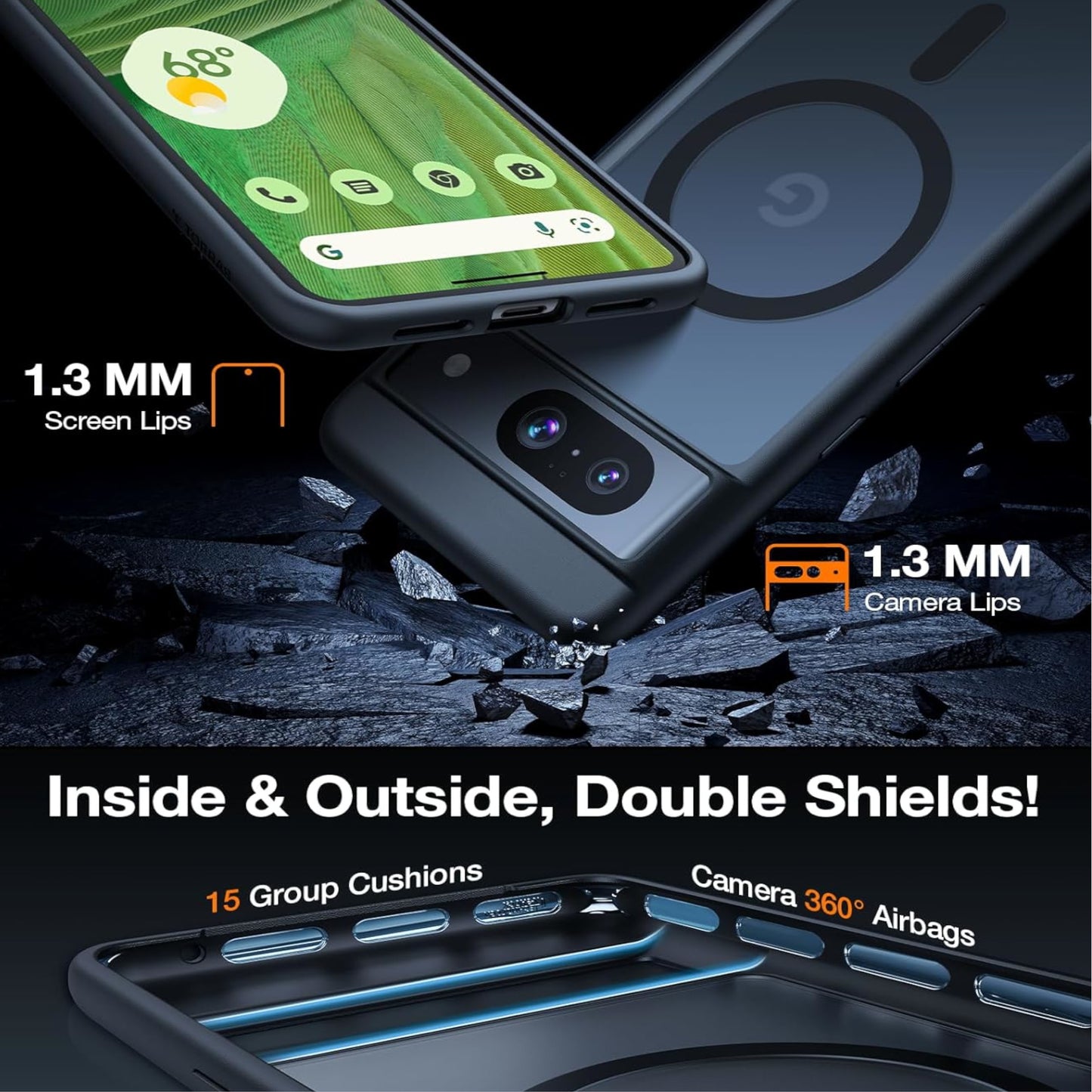 For Google Pixel 10 Pro XL Frosted Translucent Case with MagSafe Compatible Slim, Shockproof Protective Matte TPU Military Grade Tough Case Cover Black