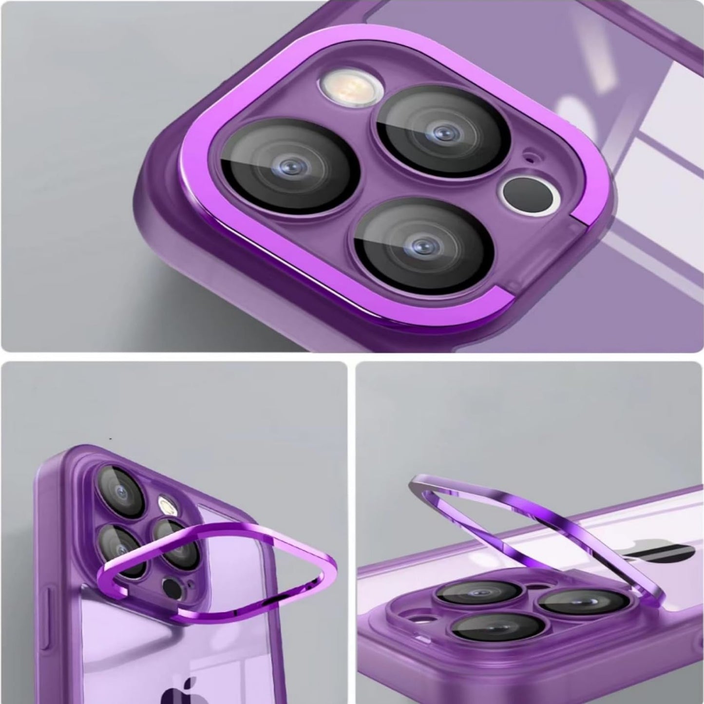 For Apple iPhone 15 Plus (6.7") Built-in Camera Kickstand Shockproof Iridescent Holographic Colorful TPU Slim Protective Phone Case Cover