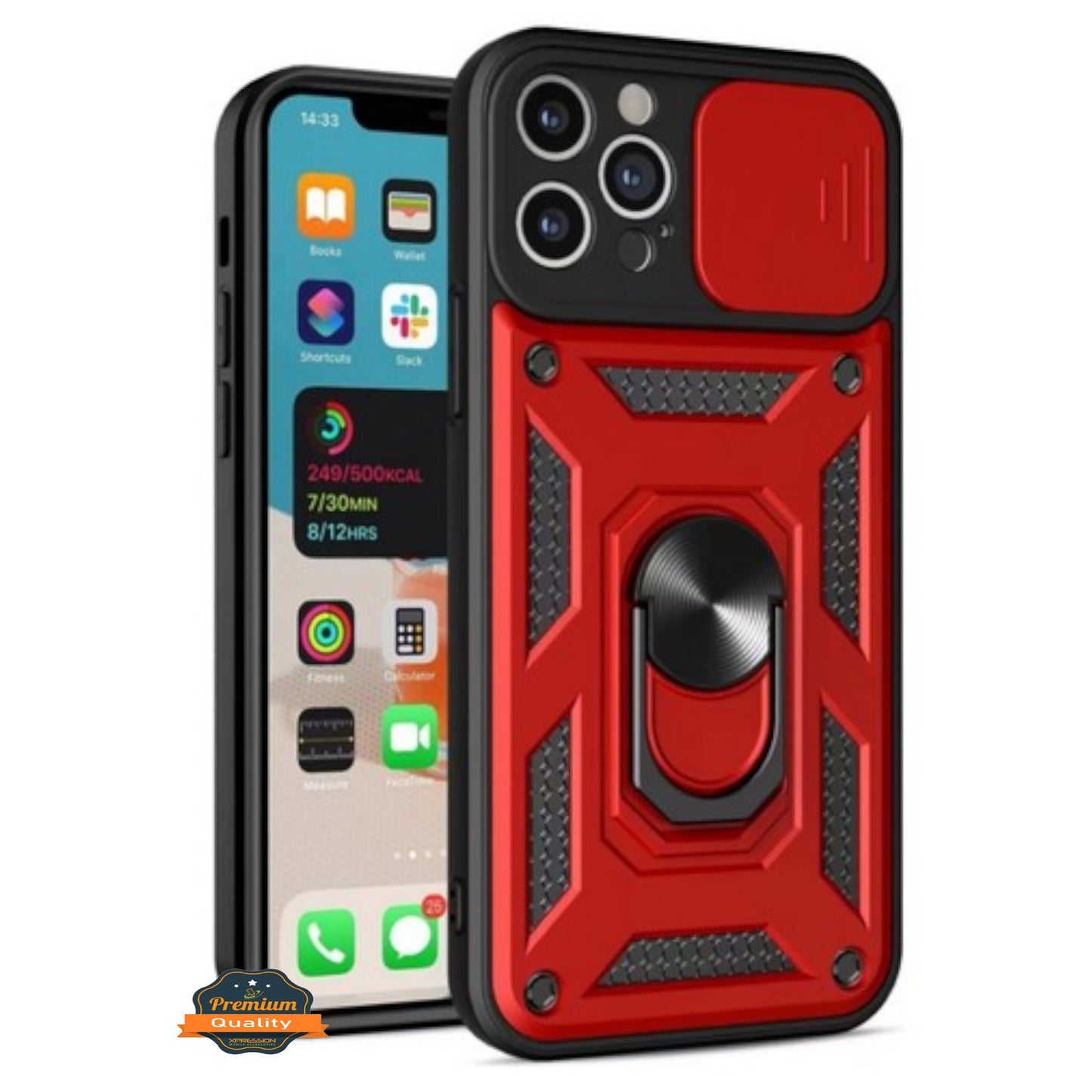 For Apple iPhone 16e /iPhone SE4 Hybrid Shockproof, Built-in Sliding Camera Lens Protection with Magnetic Finger Ring Stand Holder Case Cover
