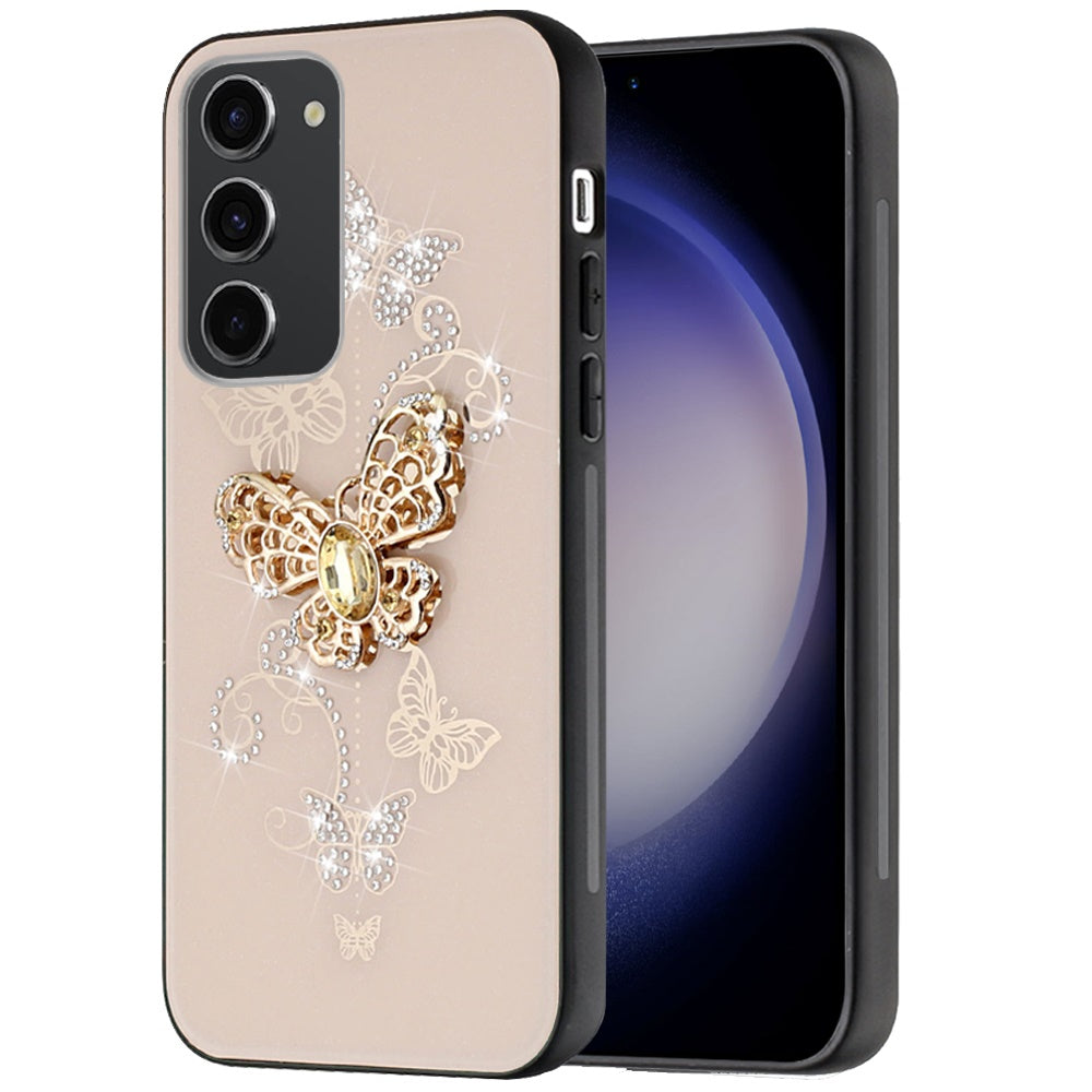 For Samsung Galaxy Z Flip 7 Diamonds 3D Fashion Bling Sparkly Glitter Ornaments Engraving Hybrid with Ring Stand Case Cover