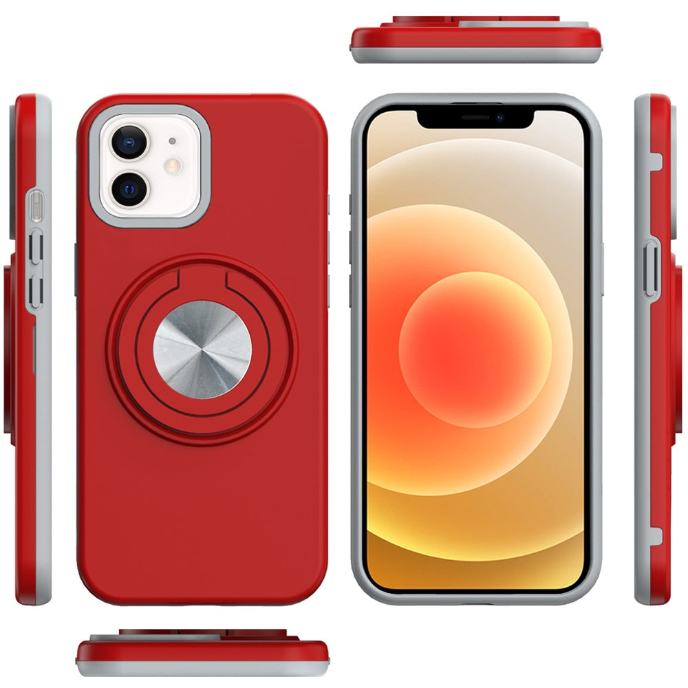 For Apple iPhone 16 Pro (6.3") Metal Matte Hybrid with Invisible Rotational Ring Stand, Car Mount Friendly, Military Grade Slim Fit Sturdy Case Cover