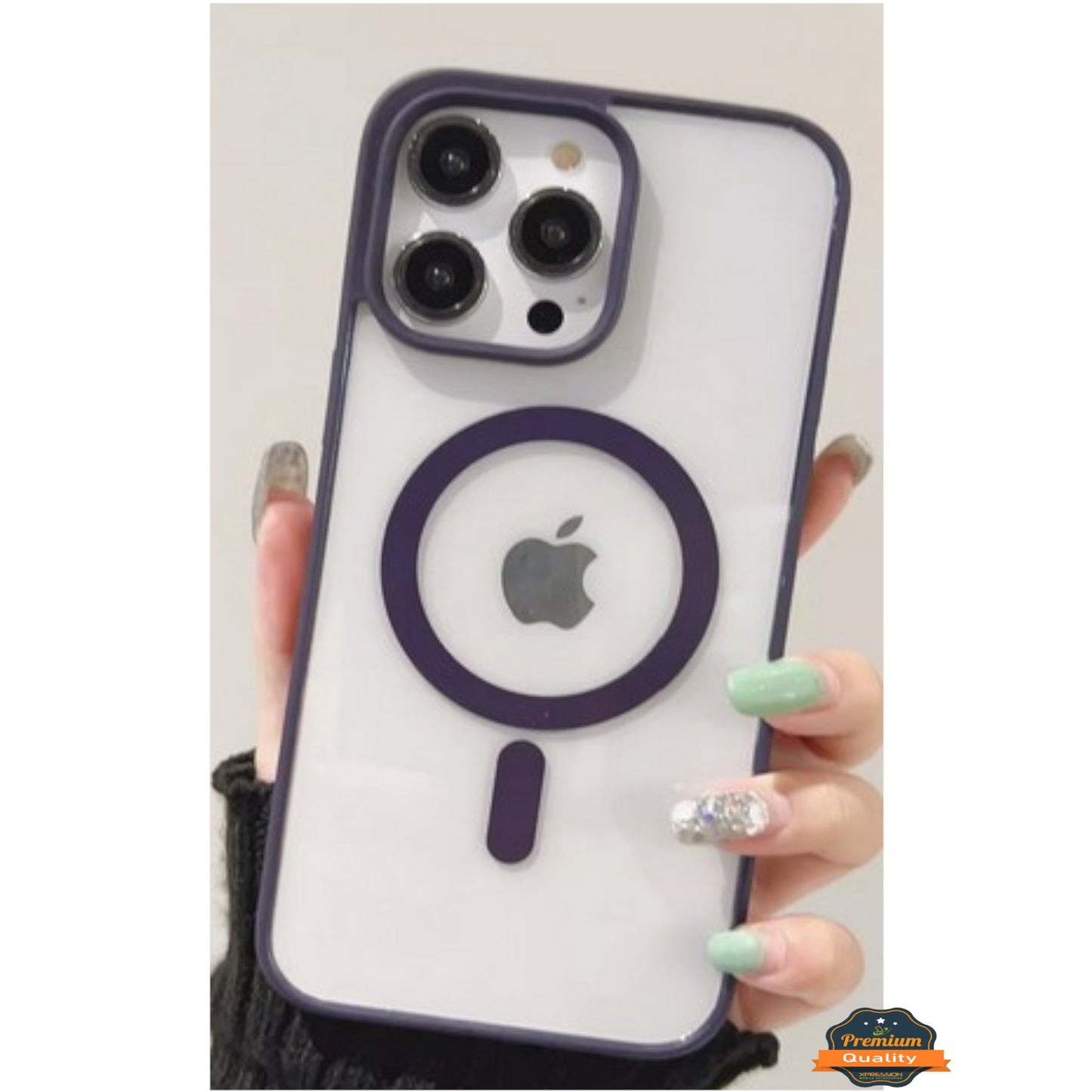 For Apple iPhone 15 Pro (6.1") Hybrid Clear Transparent Colors Edge Bumper with Magsafe Compatible, Slim Hard PC Phone Case Cover