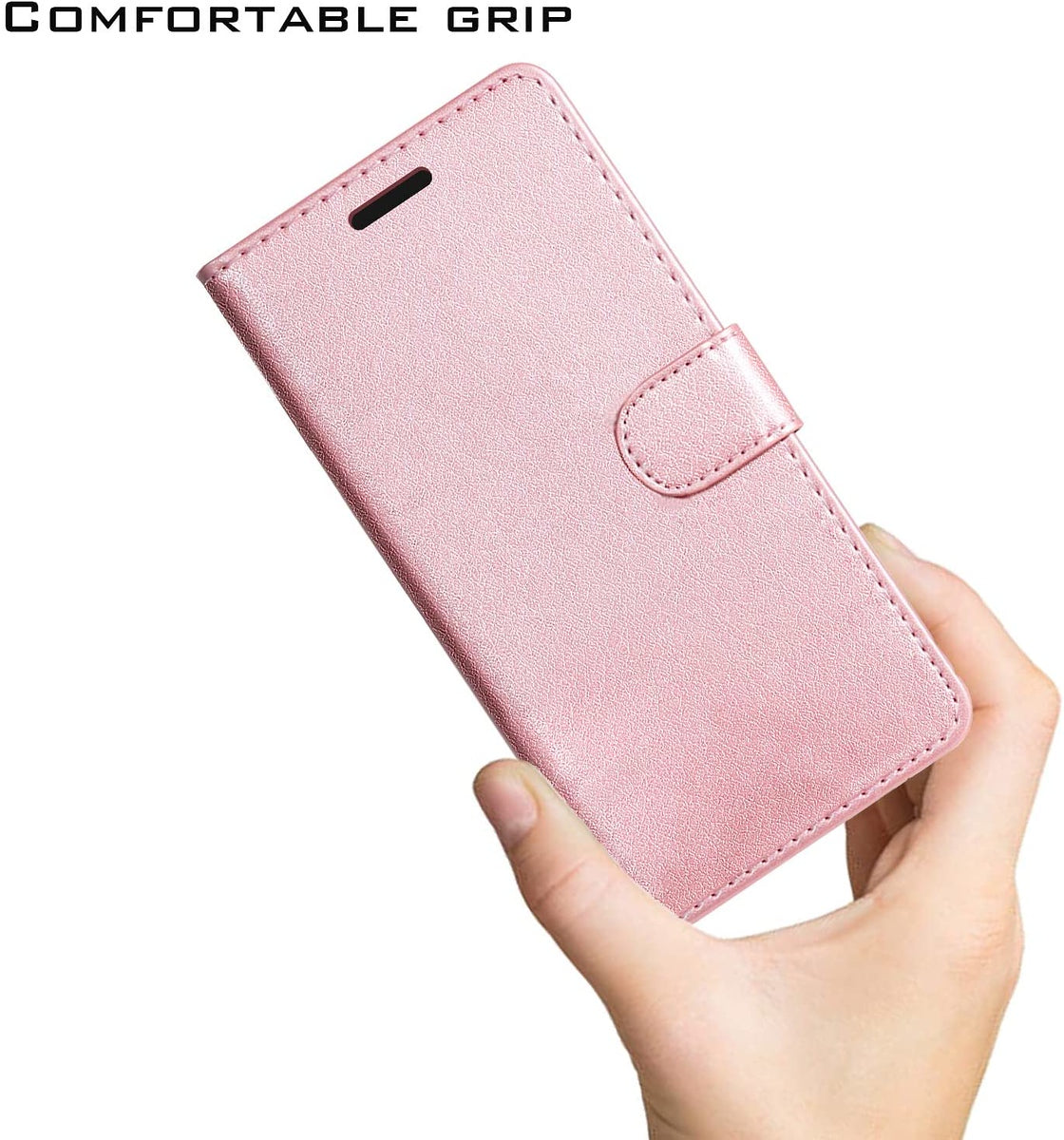 For Samsung Galaxy A16 5G Wallet PU Leather Pouch with Credit Card Slots Money Pocket, Stand & Strap Flip Bookstyle Case Cover Rose Gold