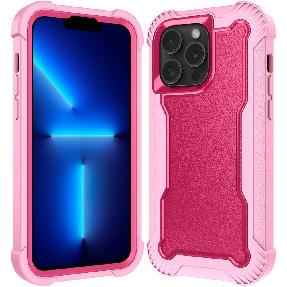 For Apple iPhone 16 Pro (6.3") Tough Hybrid Shockproof Hybrid PC + TPU Bumper Frame Rubber Drop Proof 3in1 Armor Full Body Case Cover