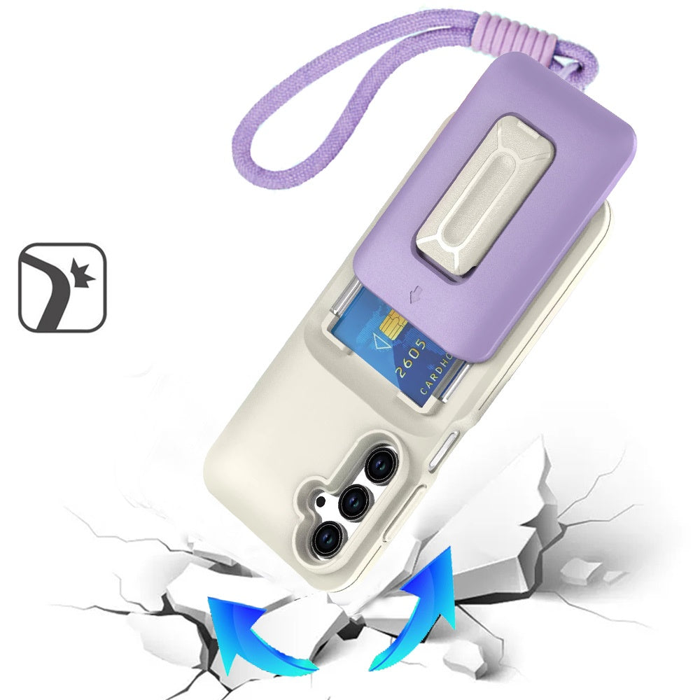 For Samsung Galaxy A36 Wallet Case with 2- Credit Card Holder, Wrist Strap & Kickstand Hybrid Shockproof TPU Case Cover
