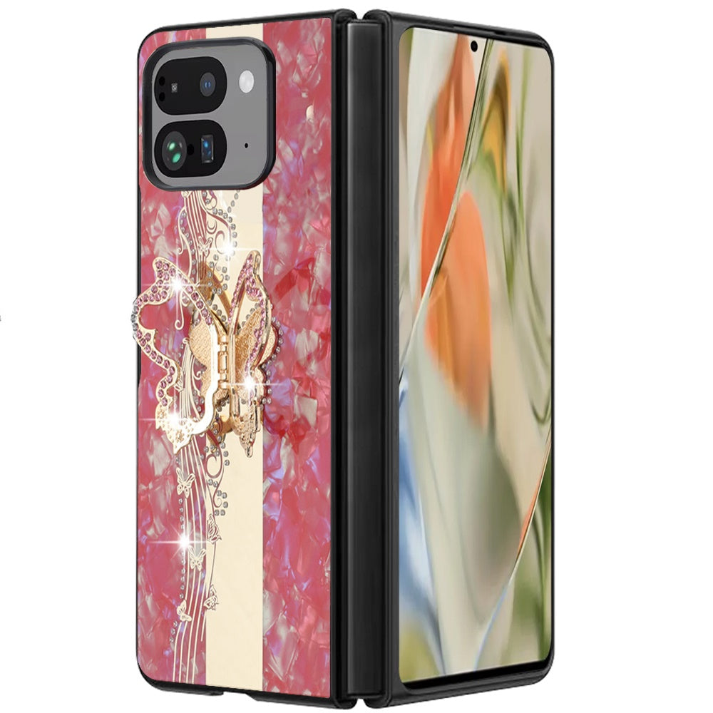 For Google Pixel 10 Pro Fold Diamonds 3D Fashion Bling Sparkly Glitter Ornaments Engraving Hybrid with Ring Kickstand Case Cover