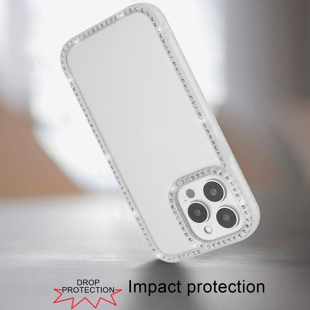 For Samsung Galaxy A16 5G Diamond Full Rhinestone Clear Hybrid Protective, Sparkly Bling Transparent Shockproof Bumper All Around Case Cover