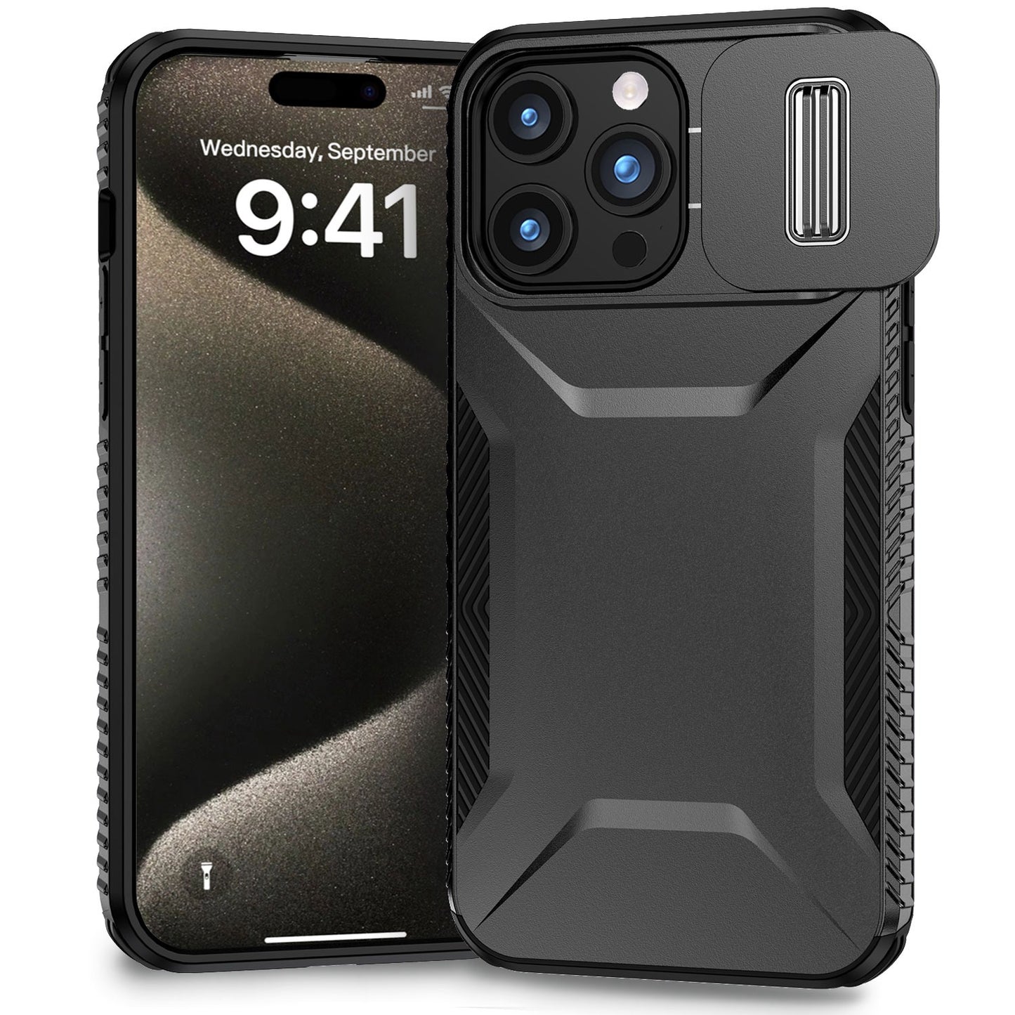 For Samsung Galaxy A16 5G Slim Fit Shockproof Hybrid with Slide Camera Window Covering, Rugged Tpu Silicone Hard PC Bumper Case Cover