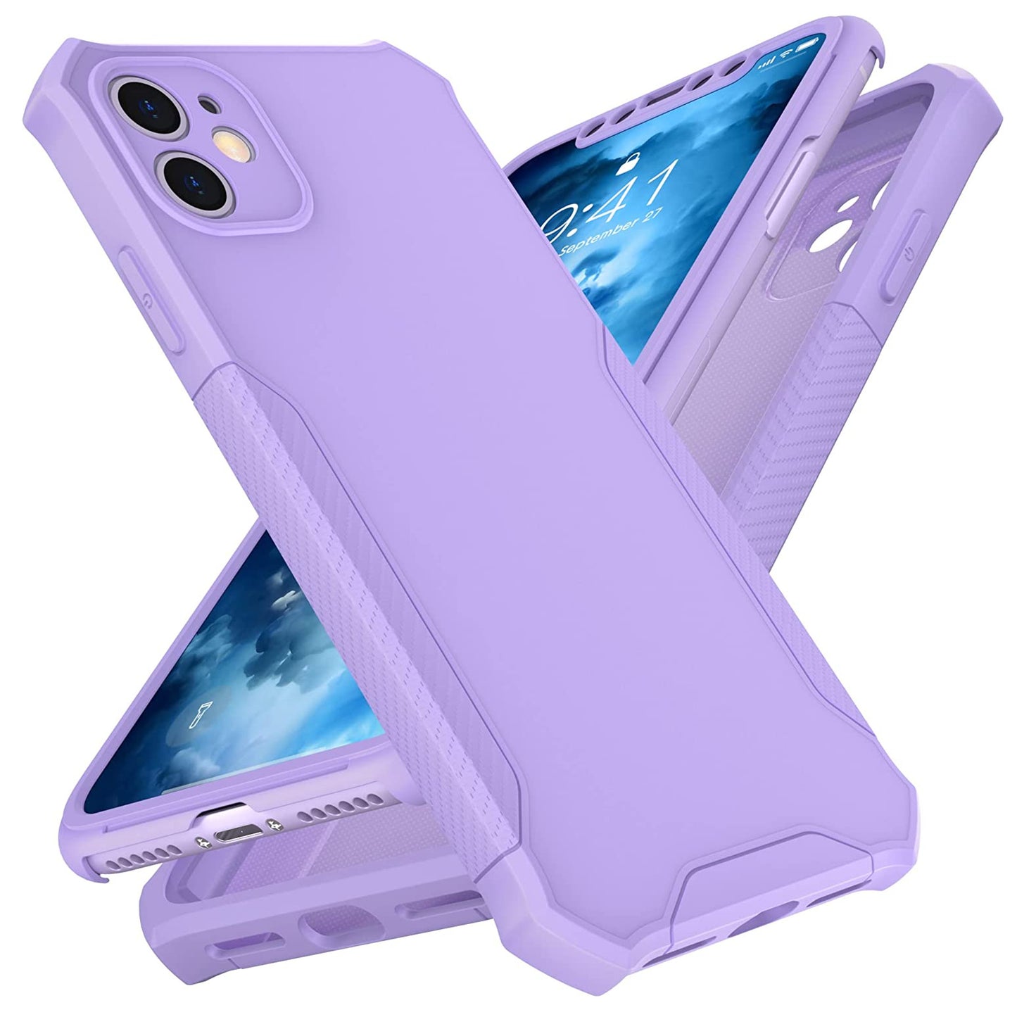 For TCL K24 /TCL K23 Hybrid 2in1 Front Bumper Frame Cover Square Edge Shockproof Soft TPU + Hard PC Anti-Slip Heavy Duty Case Cover Purple