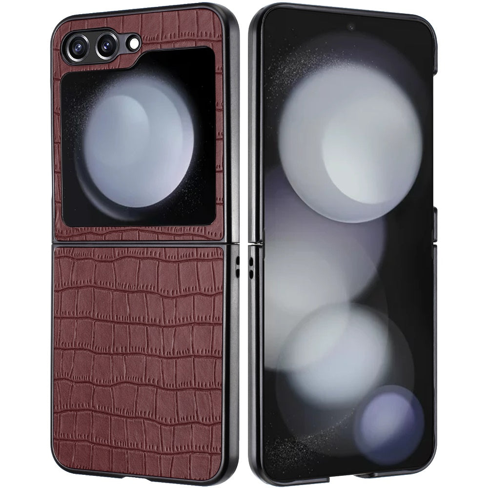 For Motorola Razr+ PLUS (2025 /2024) PU Vegan Leather Case, Premium Snap-On Hard Shell Cover, Slim Fit Protective Matte Finish Case Cover Brown